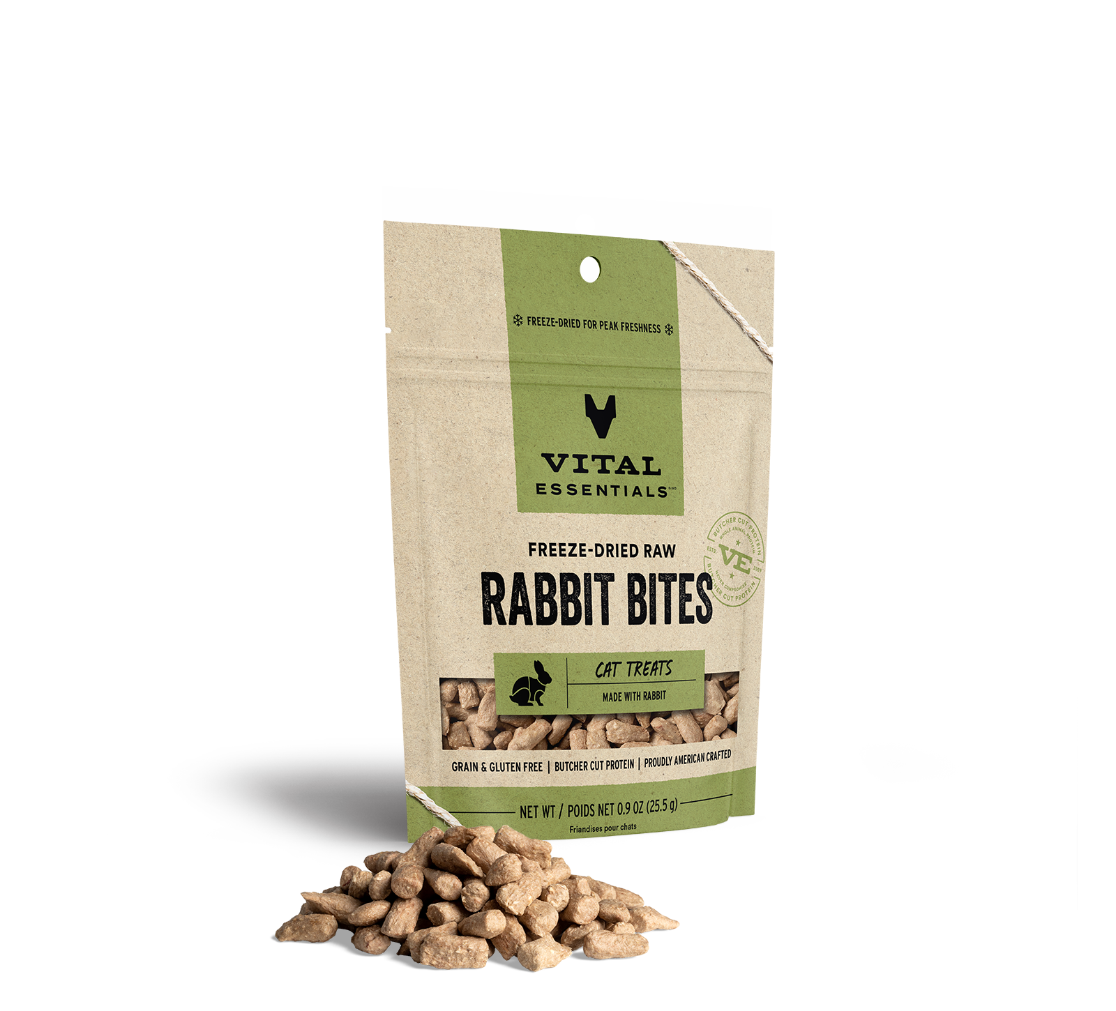 Vital Essentials Freeze-Dried Rabbit Bites Cat Treats, 0.9 oz - Treats
