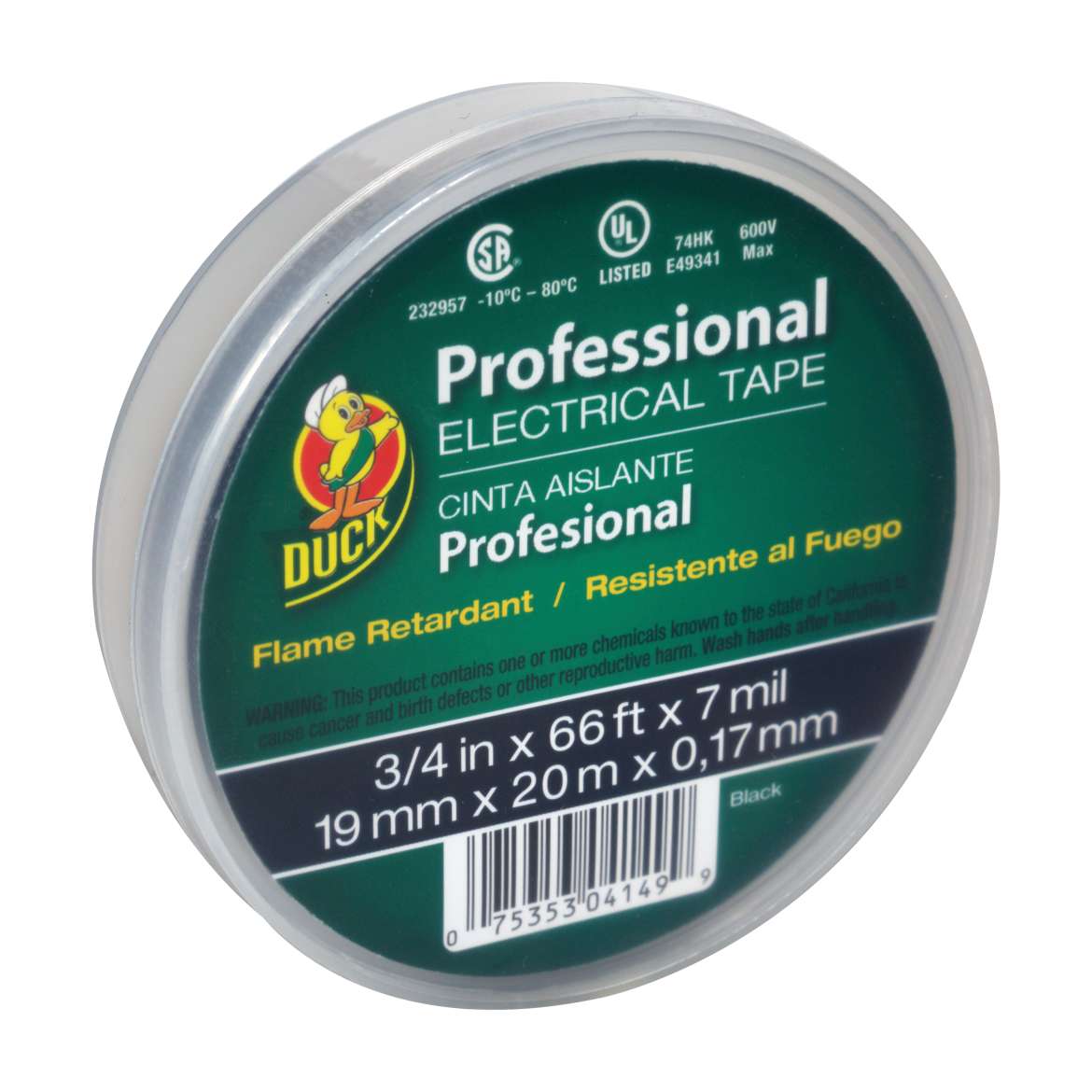 Duck® Brand Professional Electrical Tape Canister Pack - Black, .75 in. x 66 ft. x 7 mil. Image