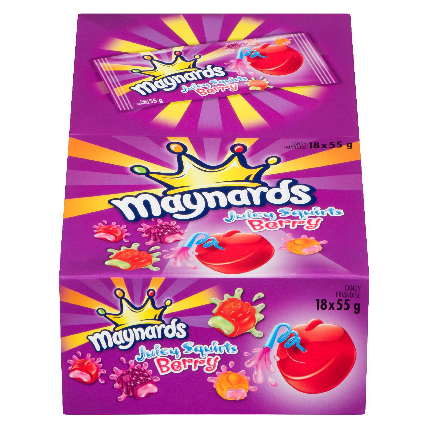 Maynards Juicy Squirts Berry Candy, 55g, (Pack of 18)-thumbnail-0