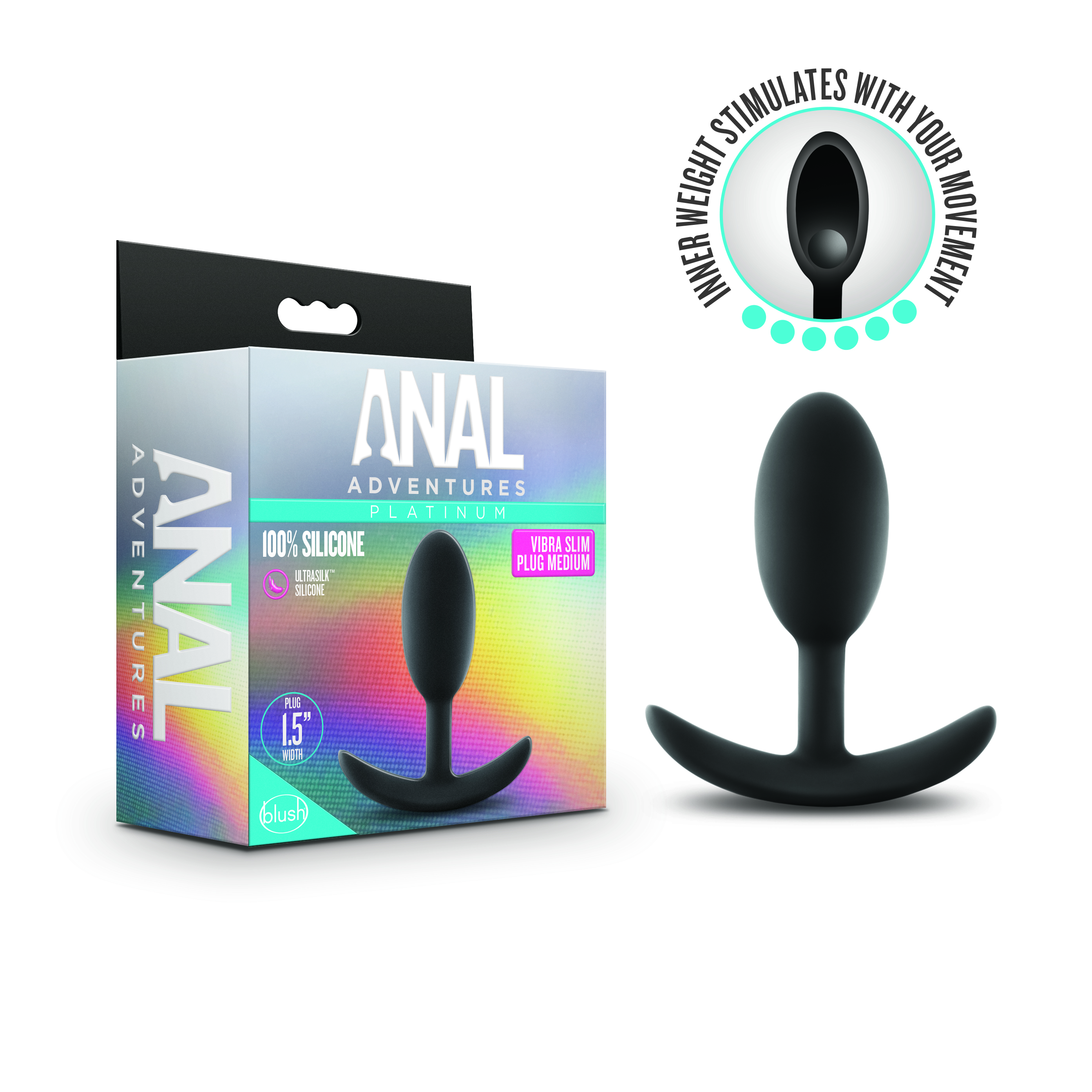 Blush Anal Adventures Platinum Vibra Slim Black 4-Inch Anal Plug