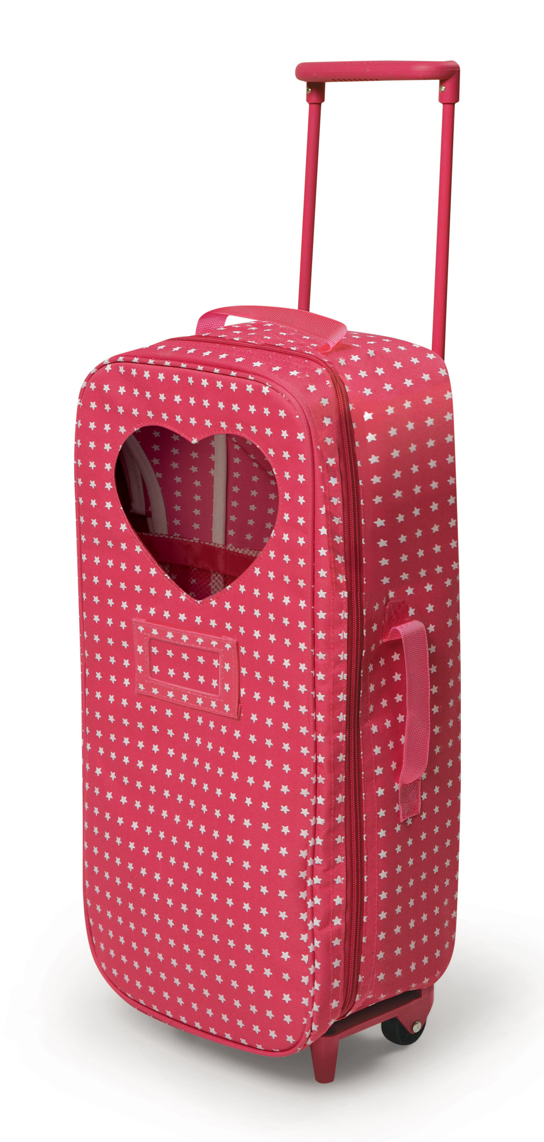 Trolley Doll Carrier with Rocking Bed and Bedding - Pink/Star