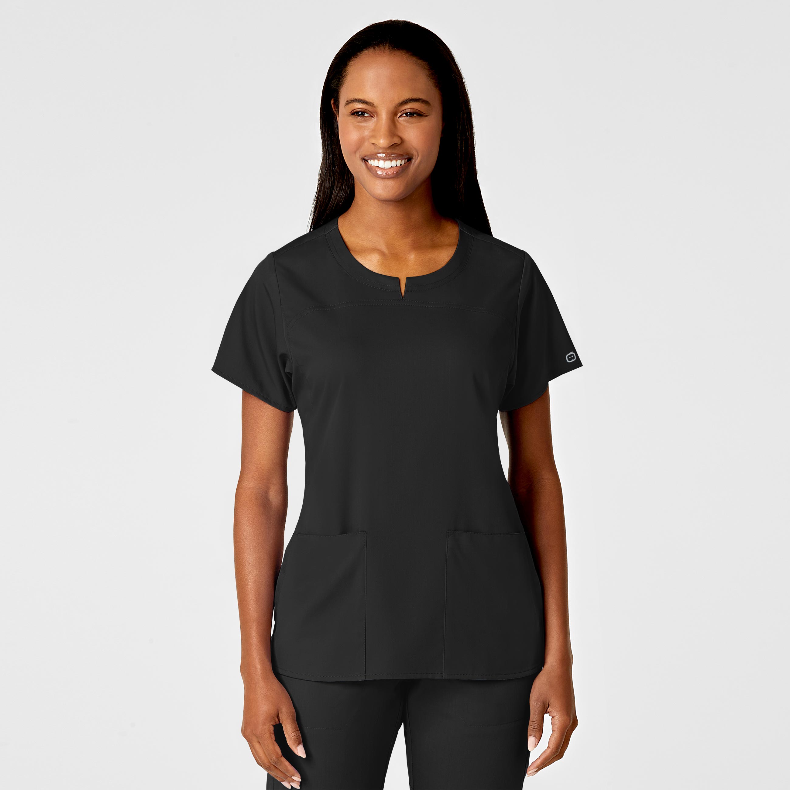 PRO Women&#8216;s 4 Pocket Notch Neck Scrub Top-Wonder Wink