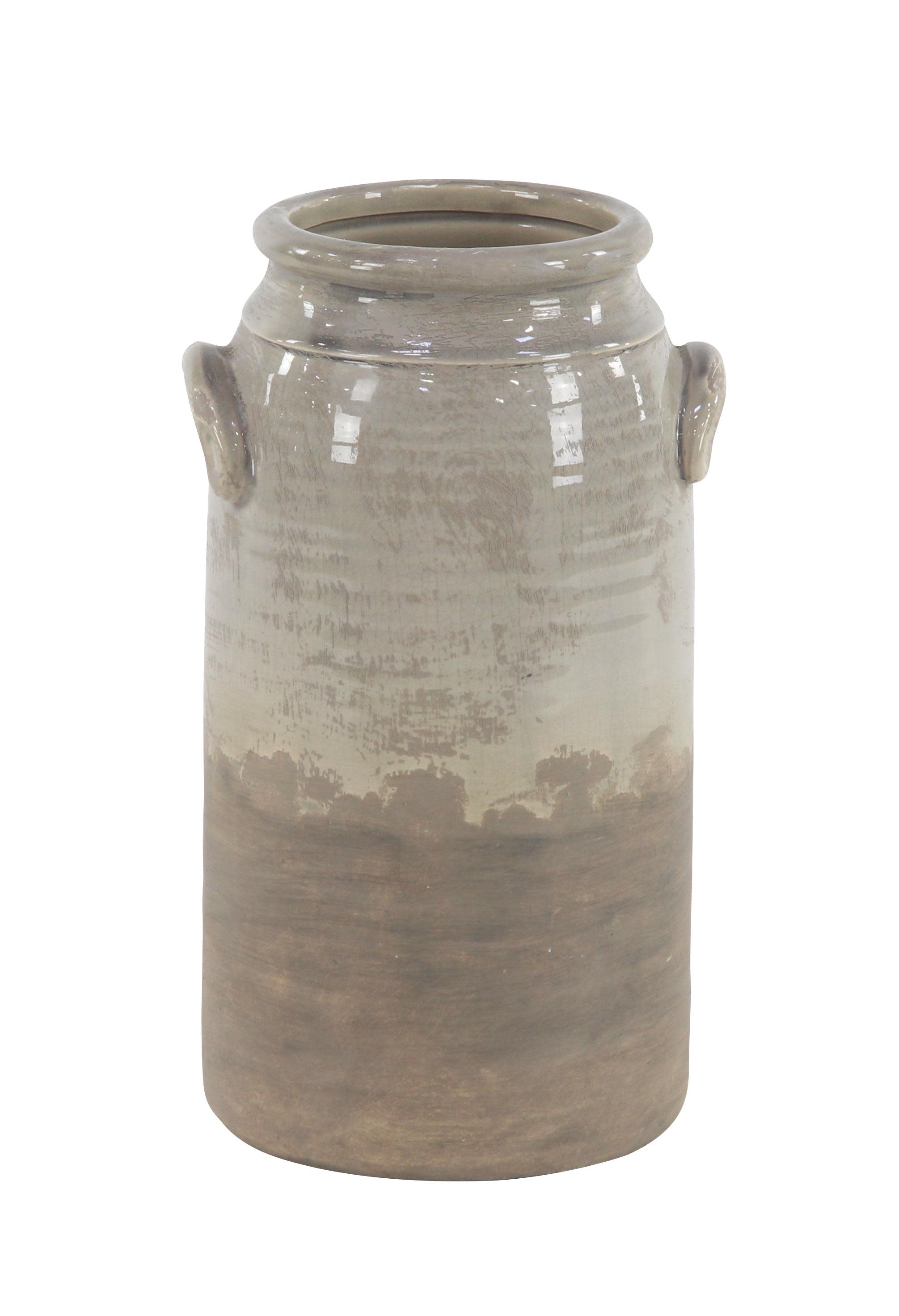 Brown Ceramic  Vase, 8" x 7" x 13"