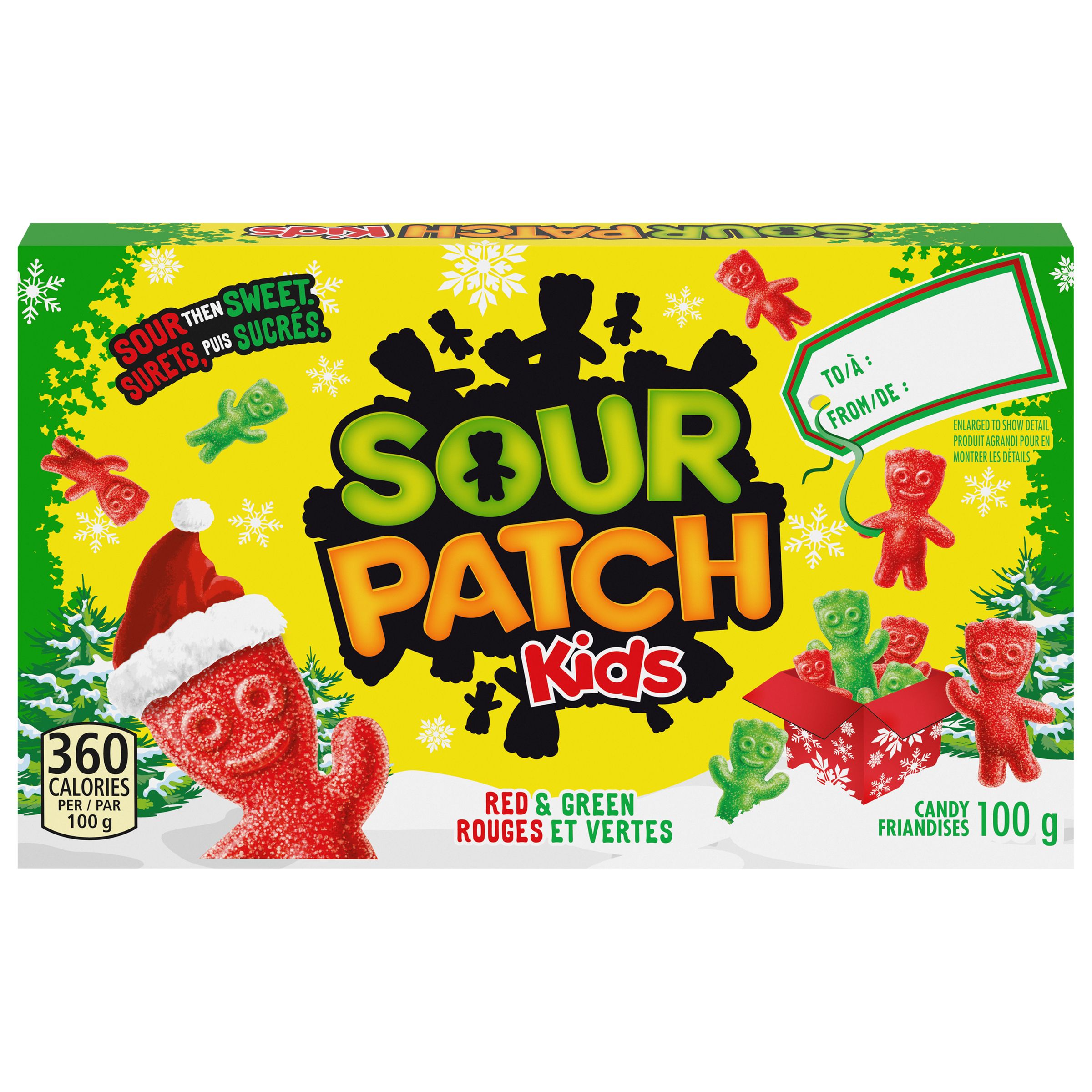 Friandises MAYNARDS Sour Patch Kids rouges et vertes pour Noël (100 g)