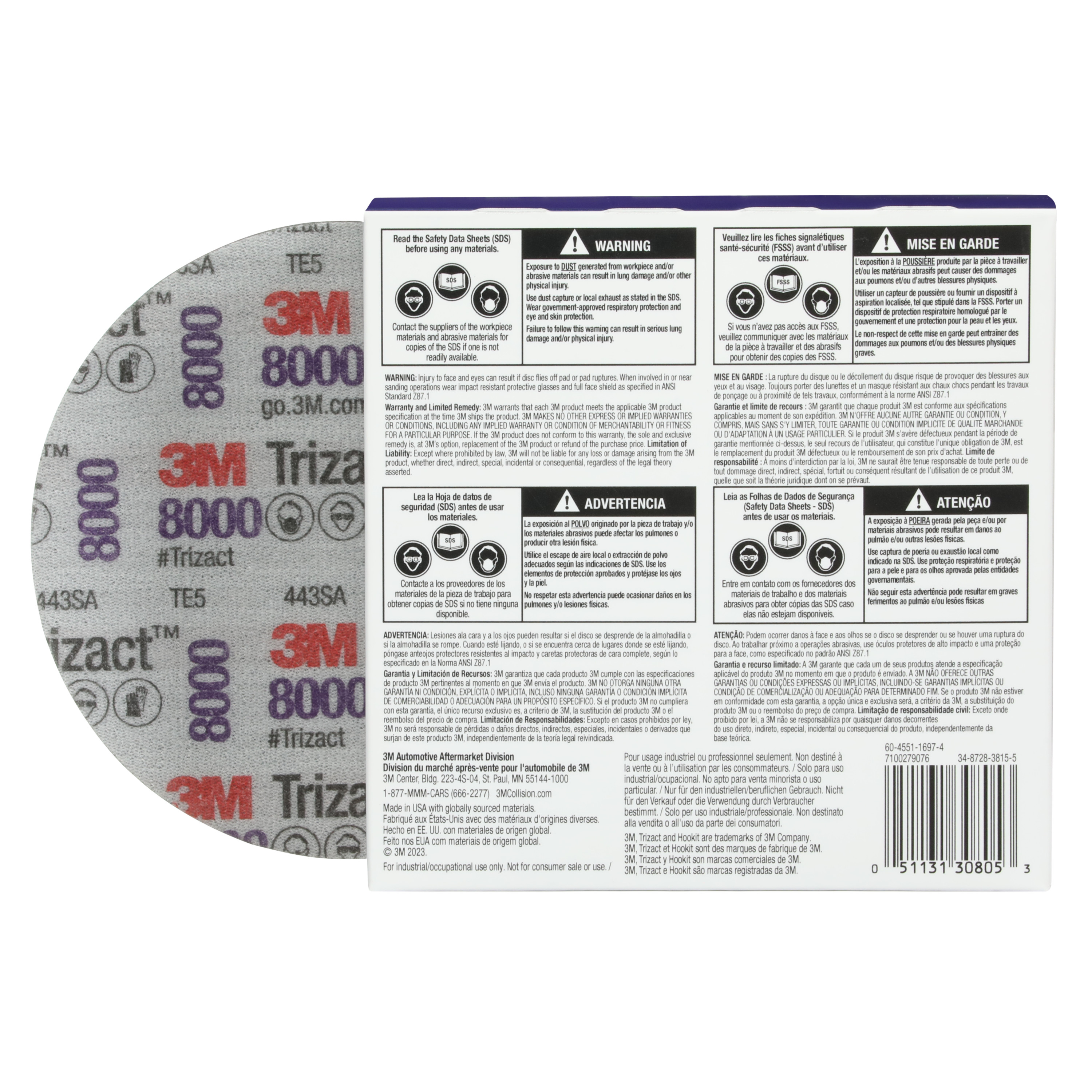 SKU 7100193766 | 3M™ Trizact™ Hookit™ Foam Disc 30805