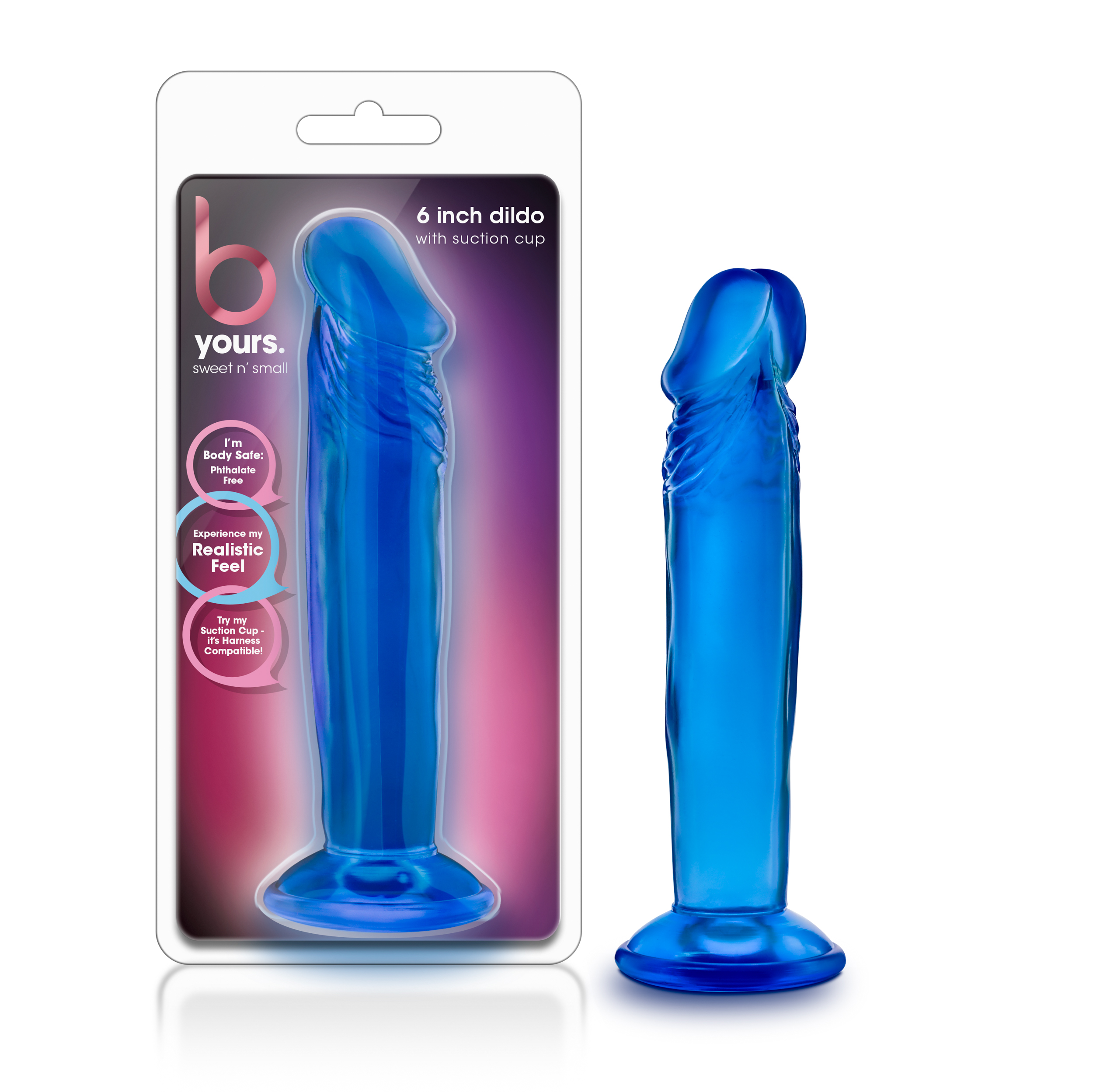 Blush B Yours Sweet N' Small 6 Realistic Blue 6.5-Inch Long Dildo With Suction Cup Base