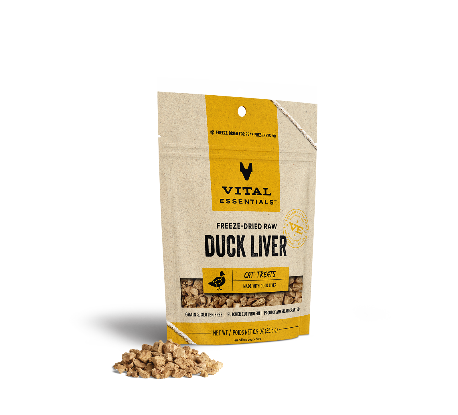 Vital Essentials Freeze-Dried Duck Liver Cat Treats, 0.9 oz - Treats