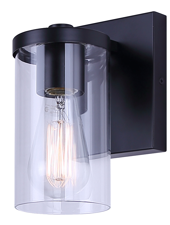 BRITTON 1 LIGHT VANITY BLK CLEAR GLASS