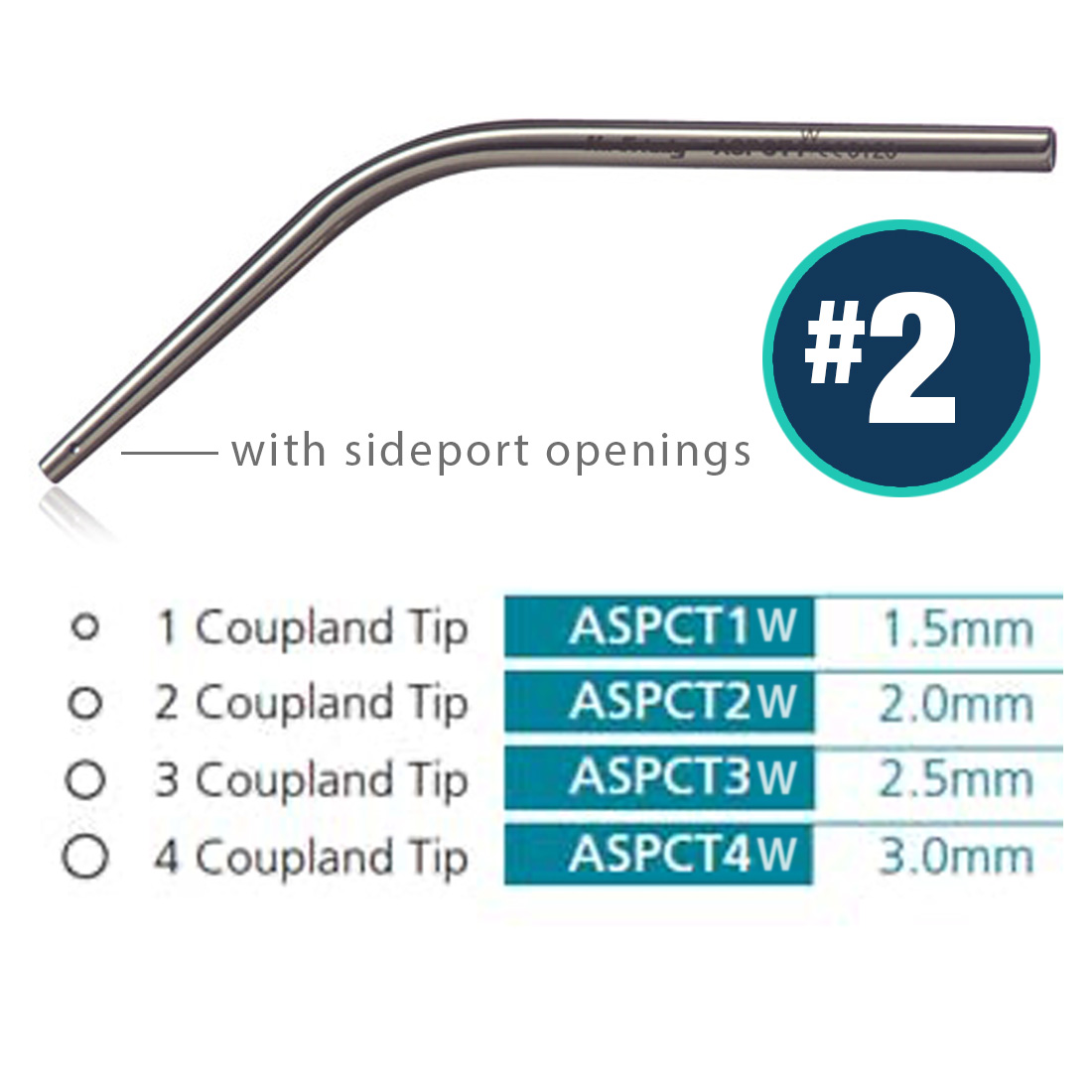 Suction Tip Coupland Size 2 w/ Sideport 2mm Opening 4" 10cm