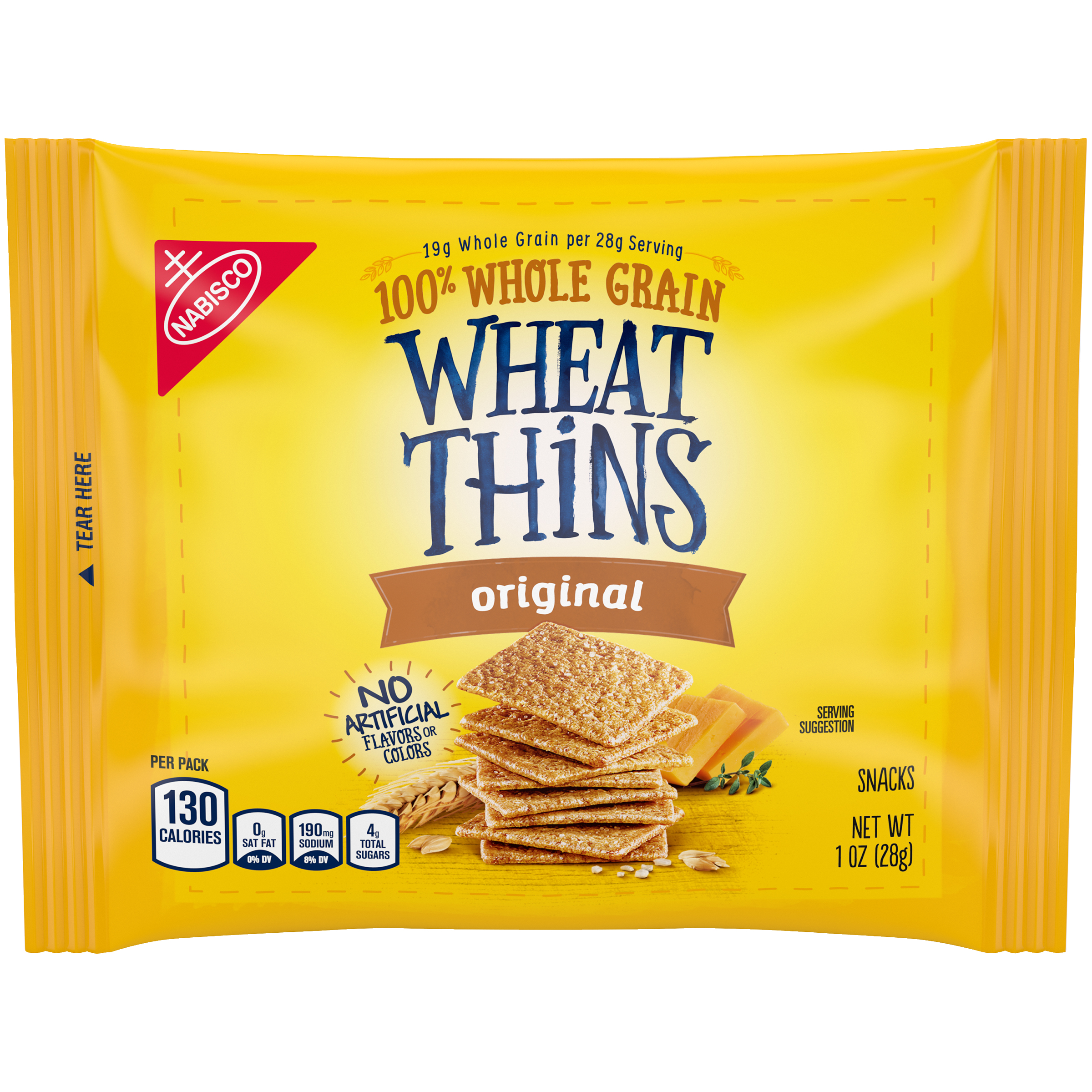 Wheat Thins Original Whole Grain Wheat Crackers, 1 oz Snack Pack