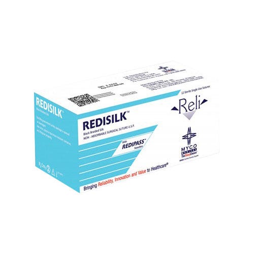 RELI® REDISILK™ Silk Black Braided Suture, 3-0, YFS-1 (C-7), Reverse Cutting, 18" - 12/Box