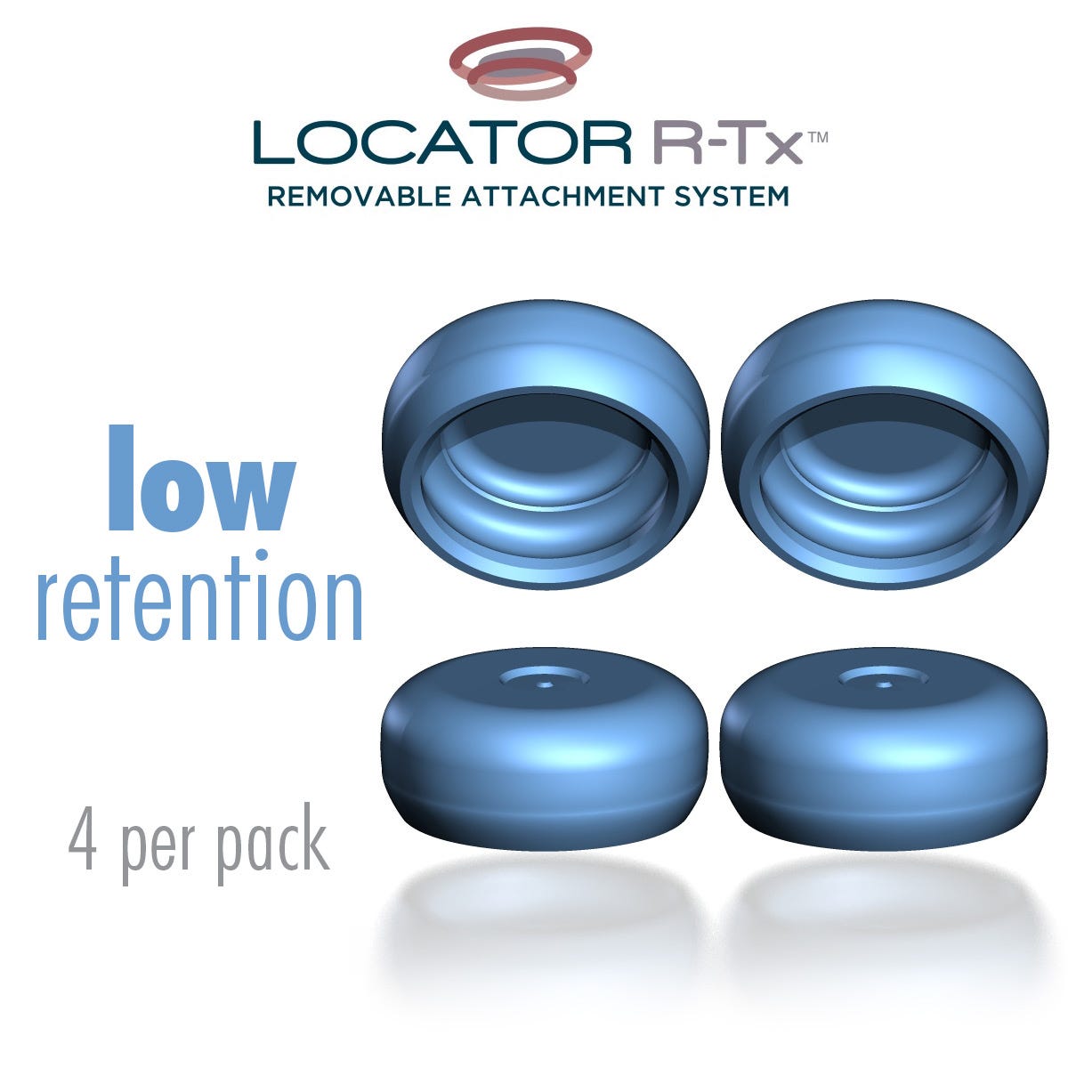 LOCATOR R-Tx, Low Retention Insert, Blue,  4/pkg