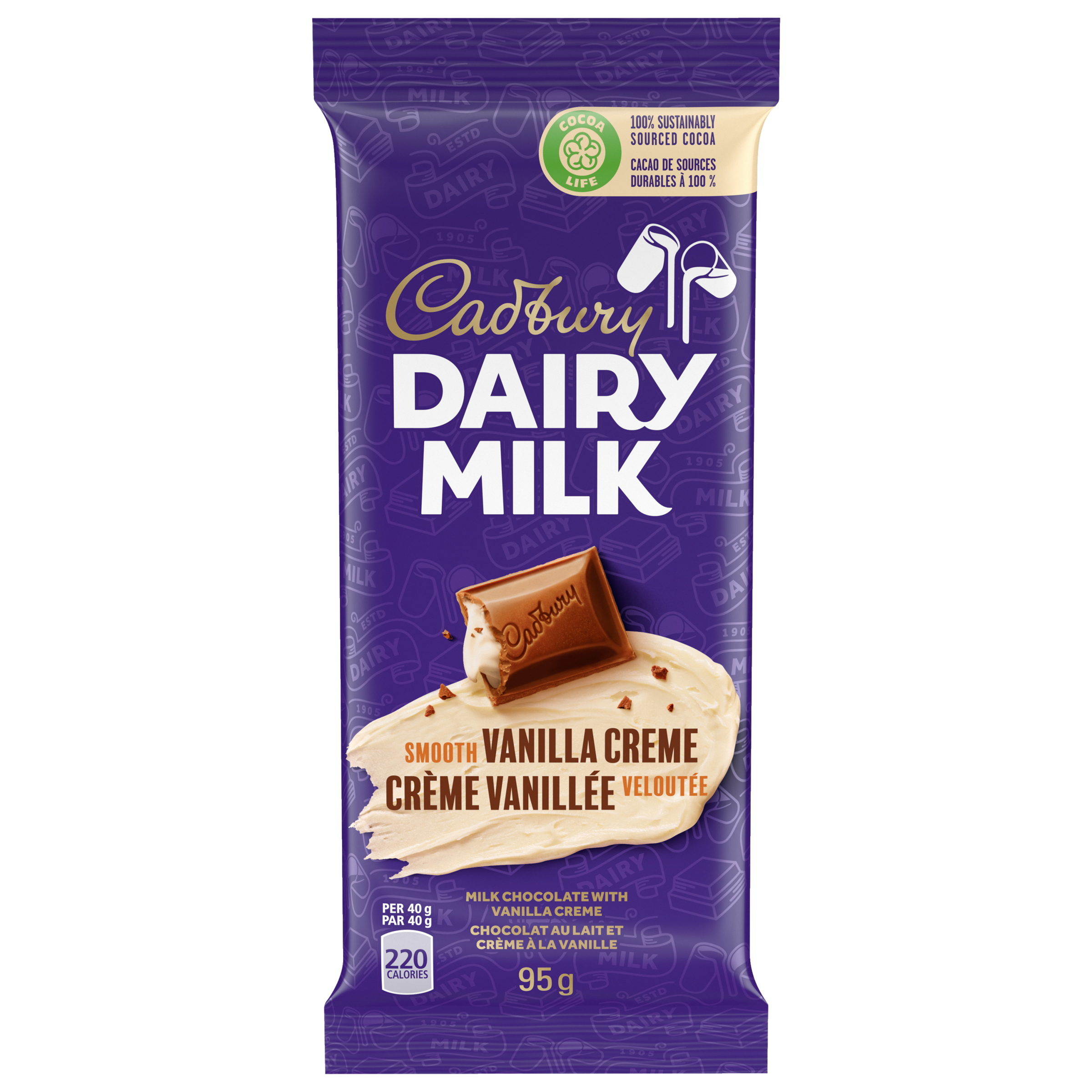 Cadbury Dairy Milk Smooth Vanilla Crème Chocolate Bars, 95 G-thumbnail-0