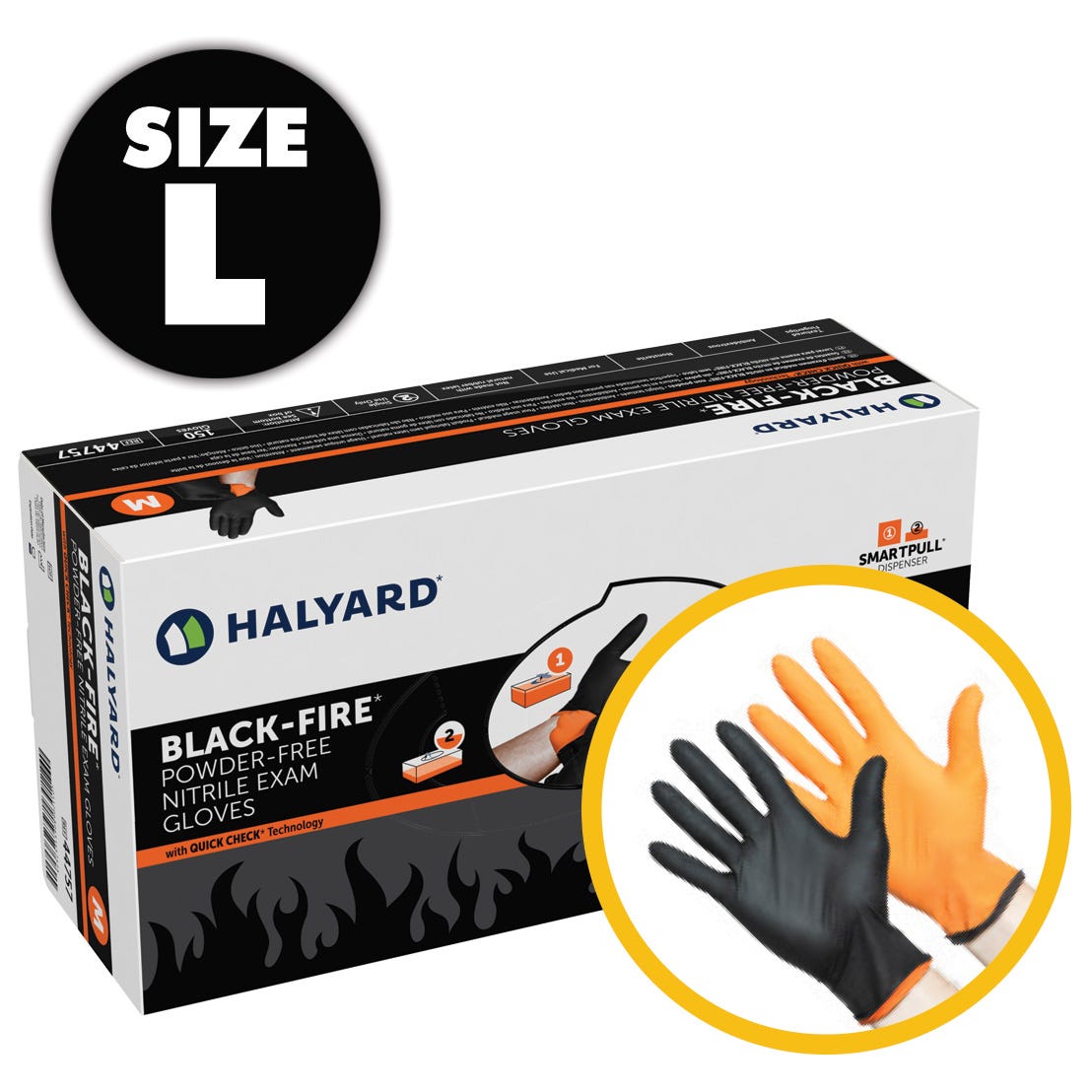 Black Fire Nitrile Exam Gloves- Large-150/Box