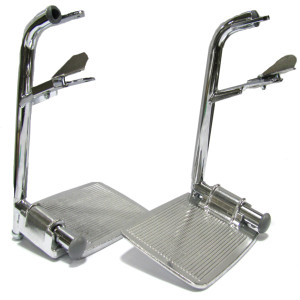 E and J Adult Pin Spacing Footrest Assembly without Heel Loop, Pair