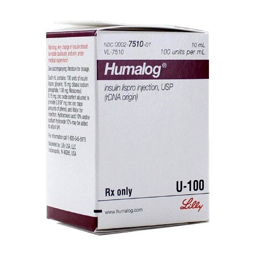 Humalog® Insulin U-100, 100u/ml 10ml Multiple Dose Vial