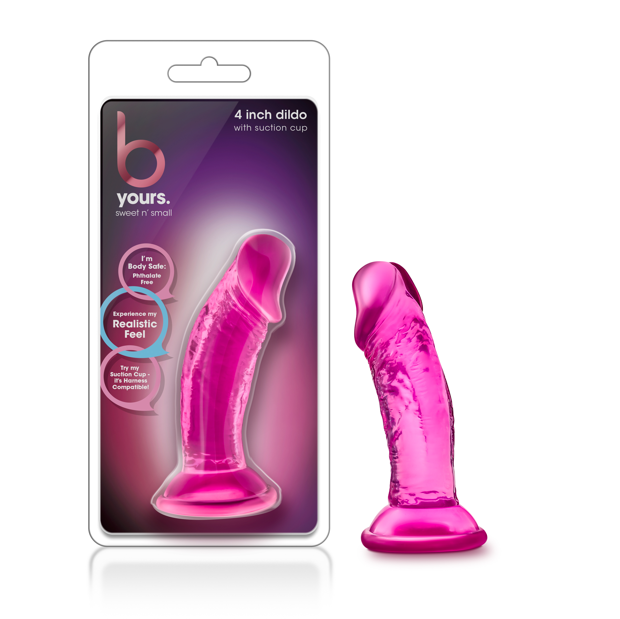 Blush B Yours Sweet N' Small Realistic Pink 4.5-Inch Long Dildo With Suction Cup Base