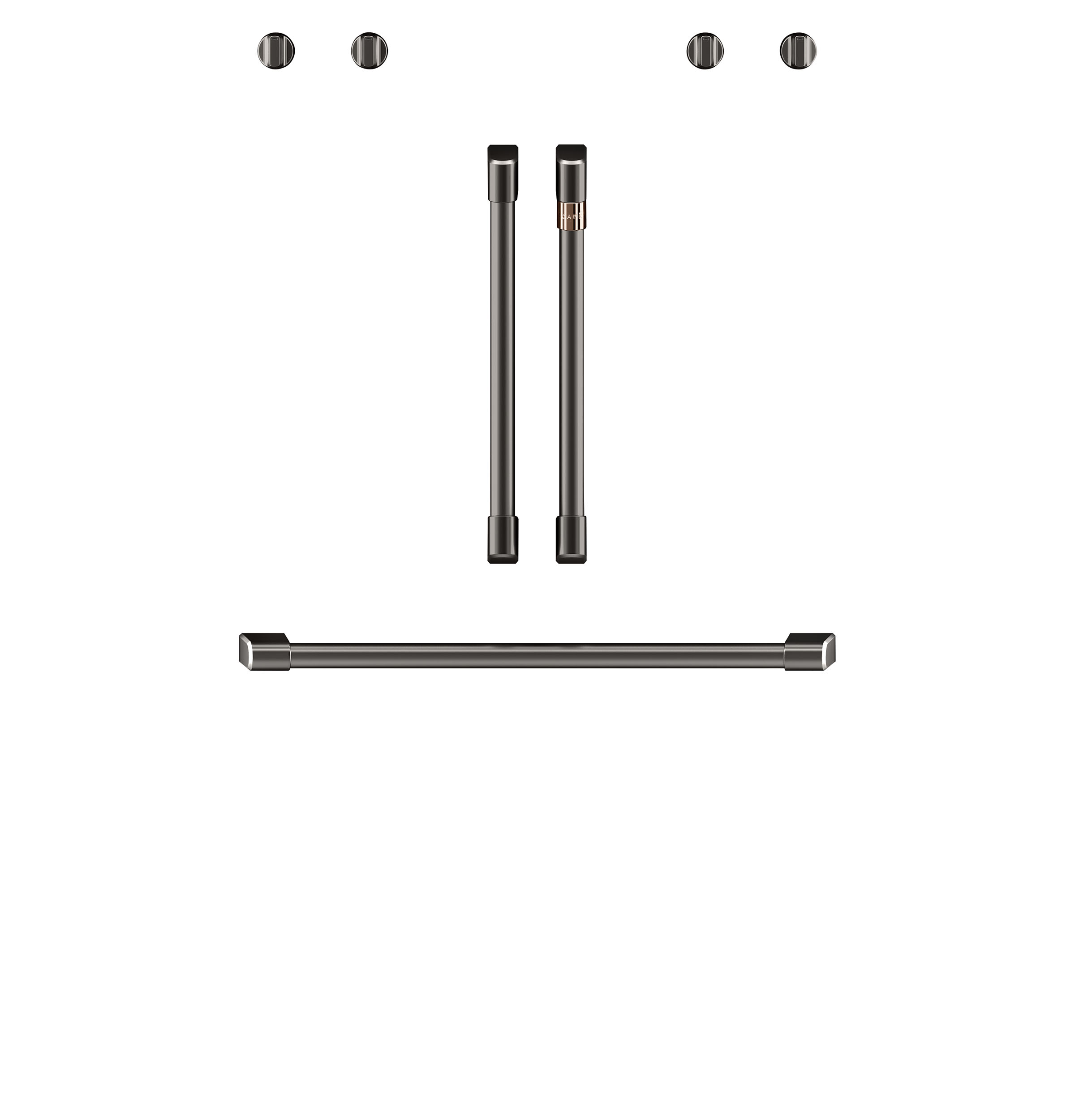 30" Width Hndl & Knob Kit for French-Dr Dbl Wall Ovens Brushed Black For use w/ Wall Ovens — Not Connectable view 4