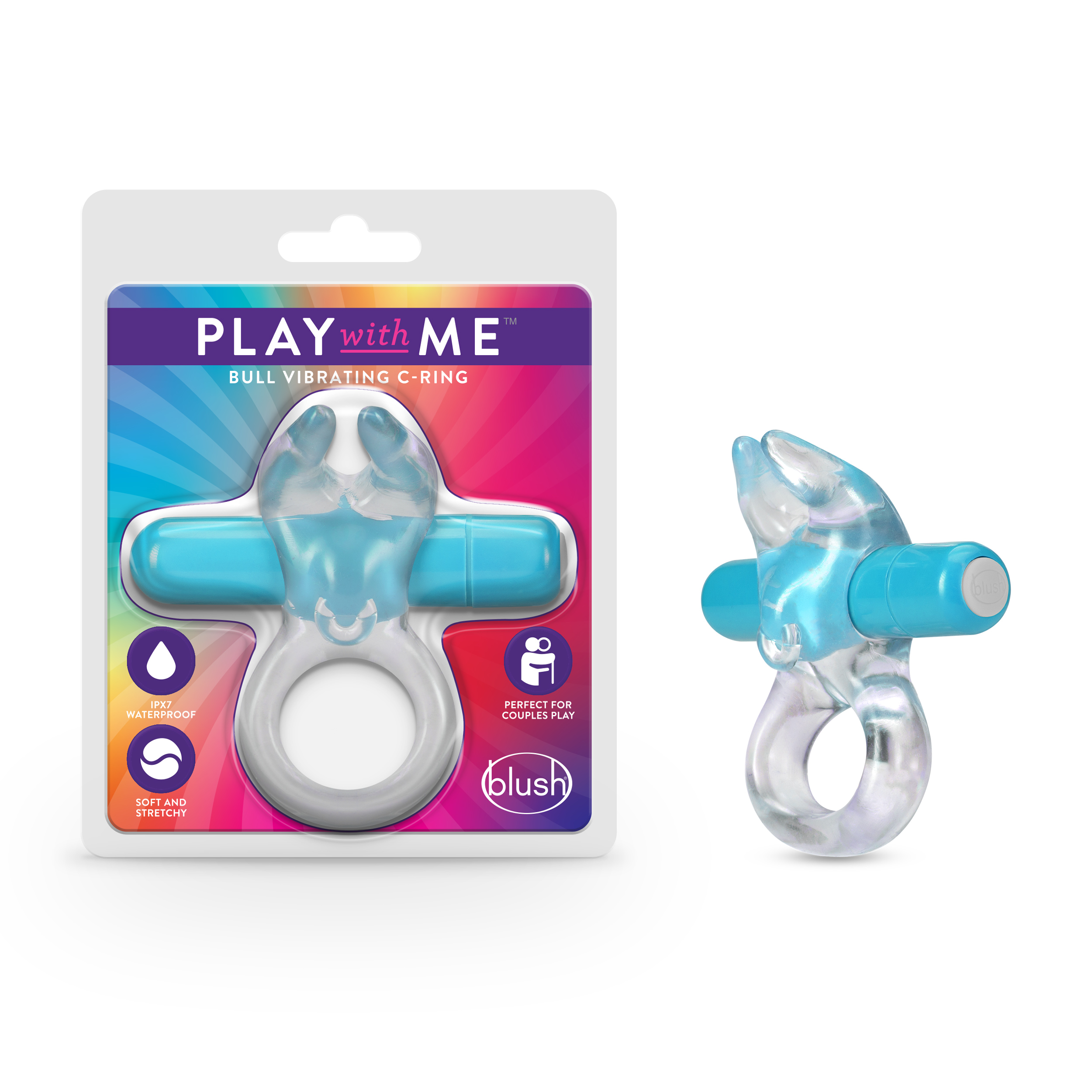 Blush Play With Me? / Bull: Blue Vibrating Penis Ring