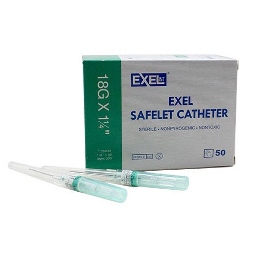 SAFELET IV Catheter, 18G x 1 1/4", Straight, with Green Hub - 50/Box