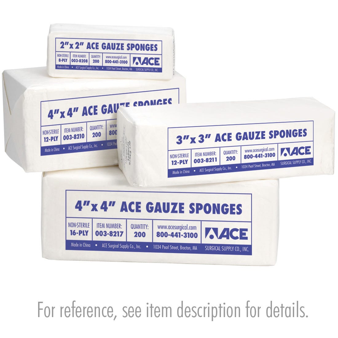 ACE Gauze Sponges Non Sterile - 8" x 4", 12-ply, 2000/Case