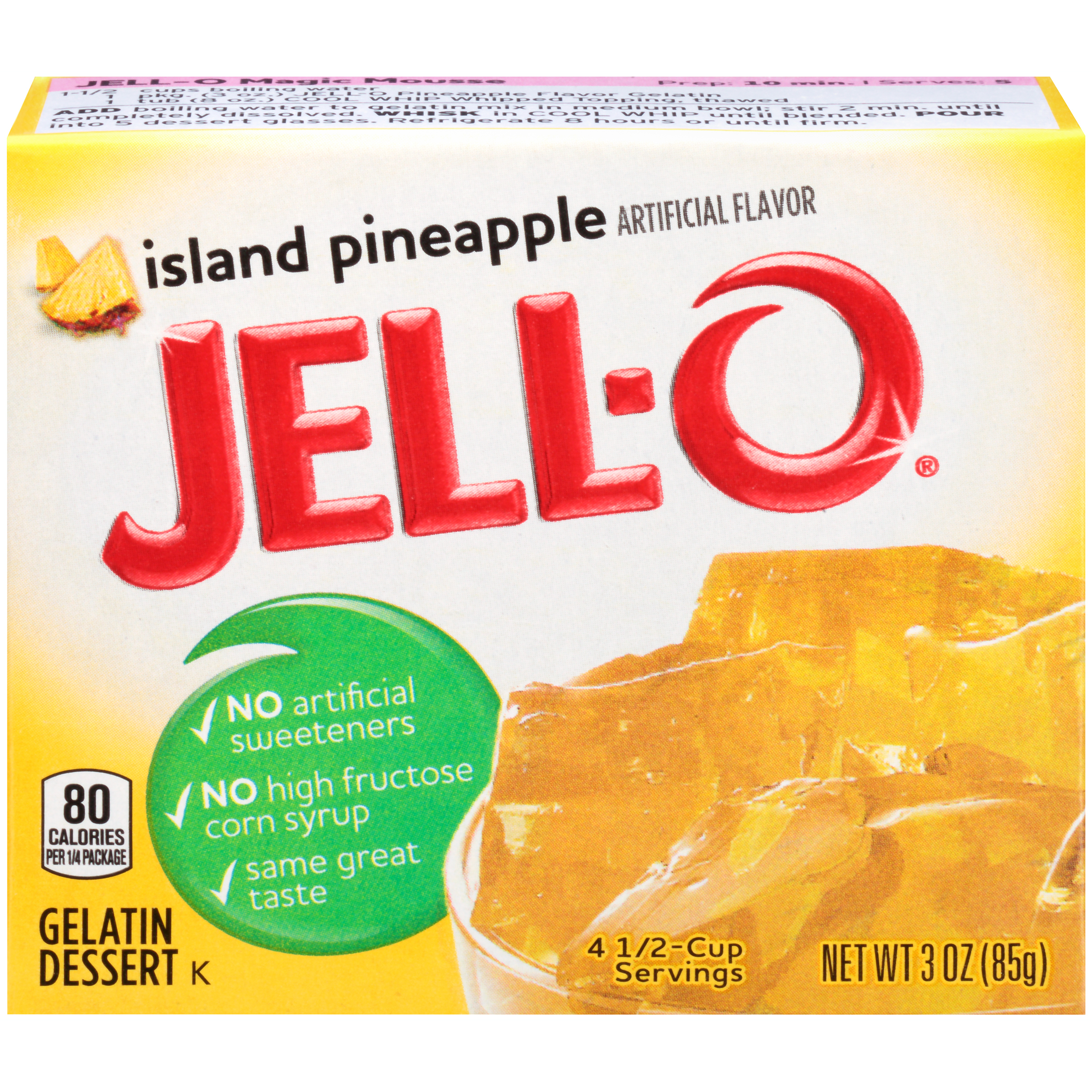 JellO Island Pineapple Gelatin Mix 3 oz Box Kraft Recipes