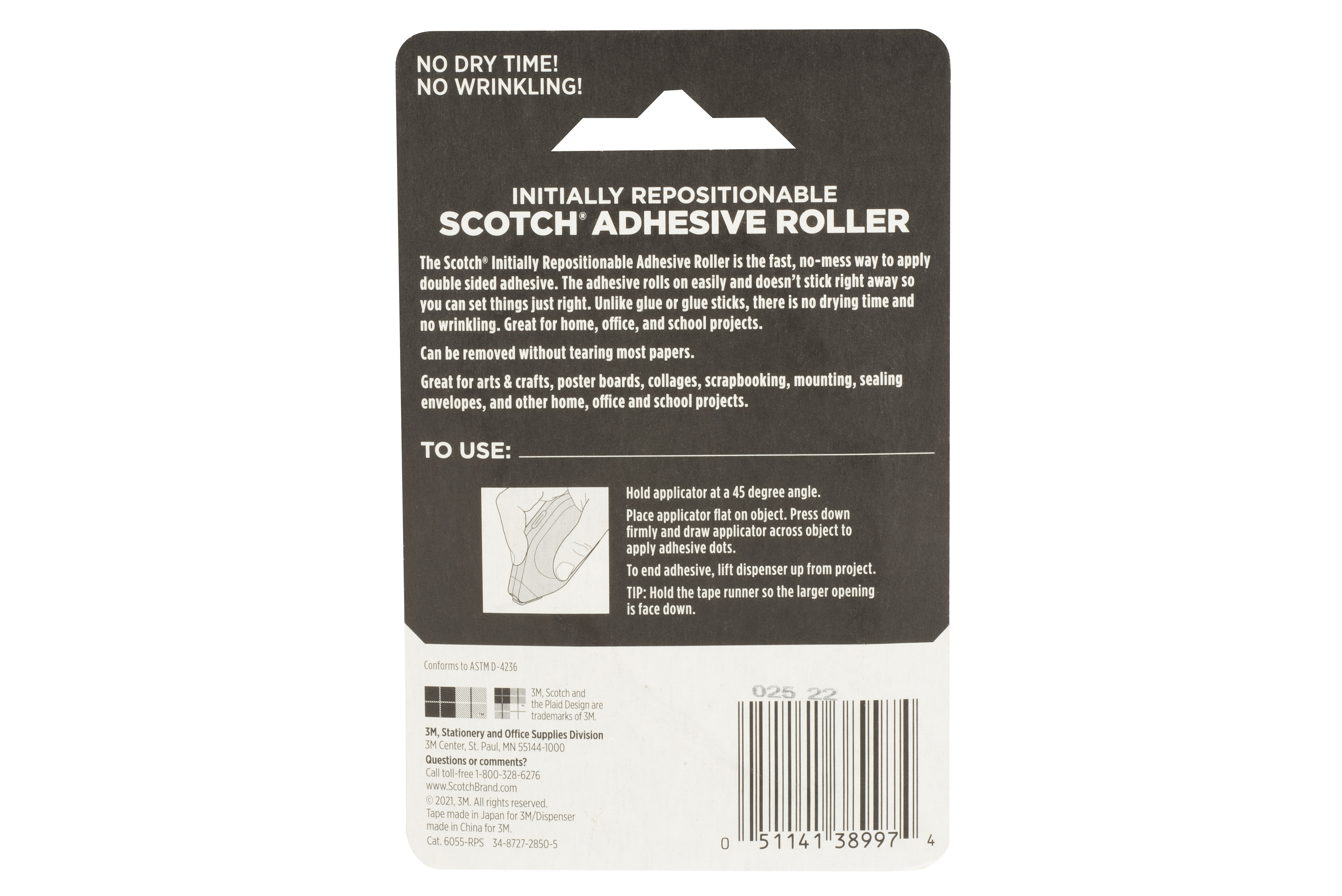 SKU 7100272657 | Scotch® Adhesive Roller Repositionable 6055-RPS