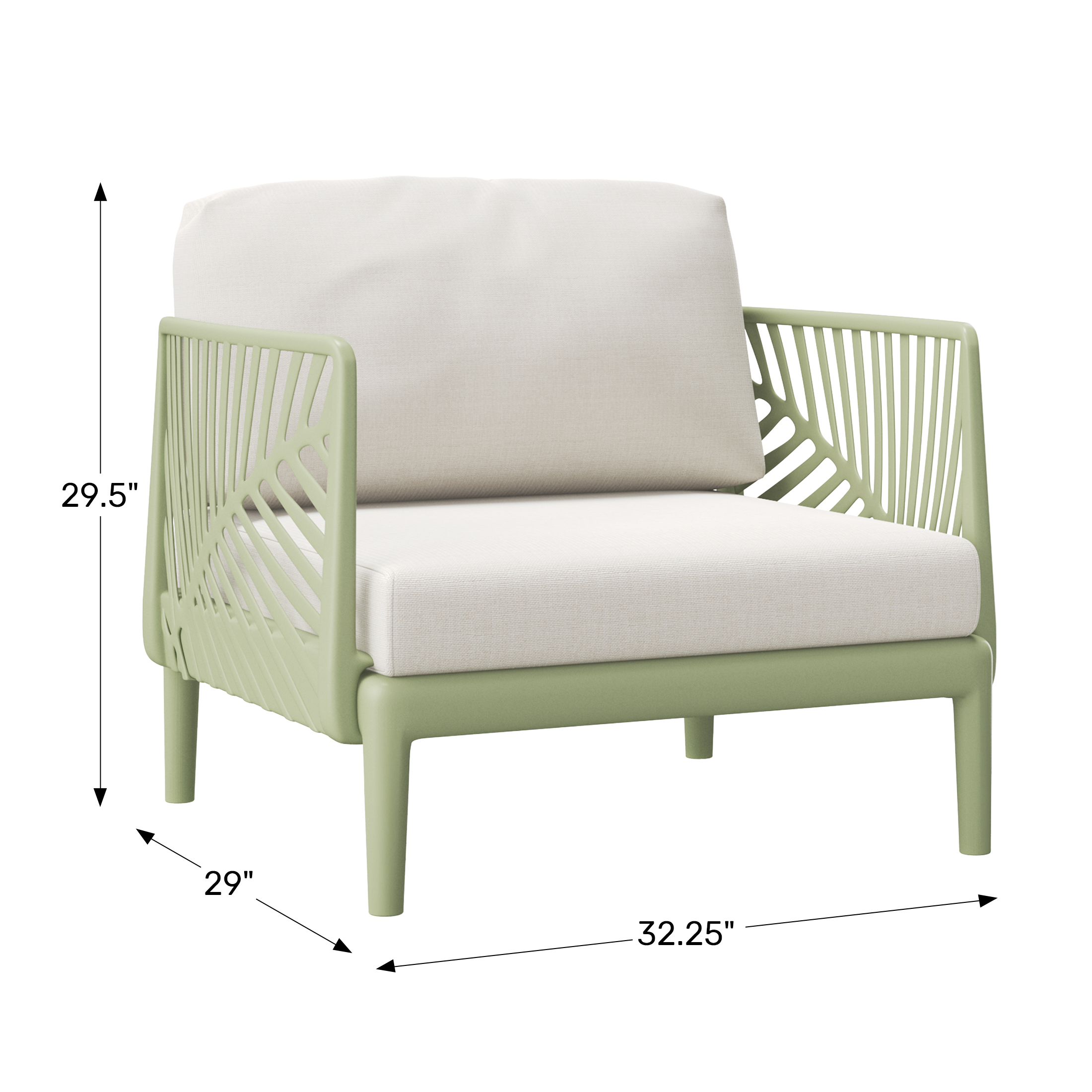 Modern Outdoor Polypropylene Resin Deep Seating Patio Club ChairWWT Spec Image