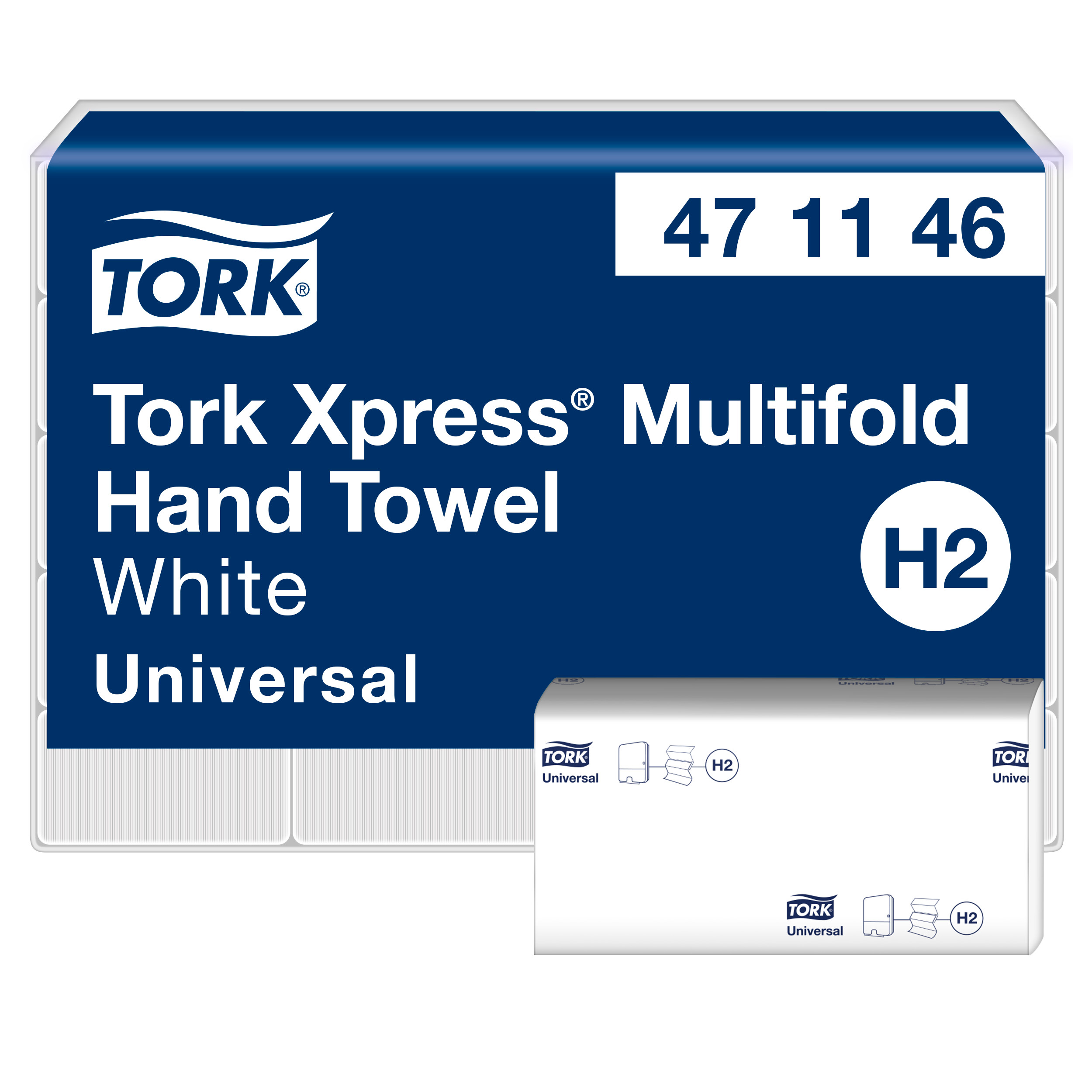 Håndklædeark, 2 lag, M-fold, 3800 ark, Tork Xpress H2