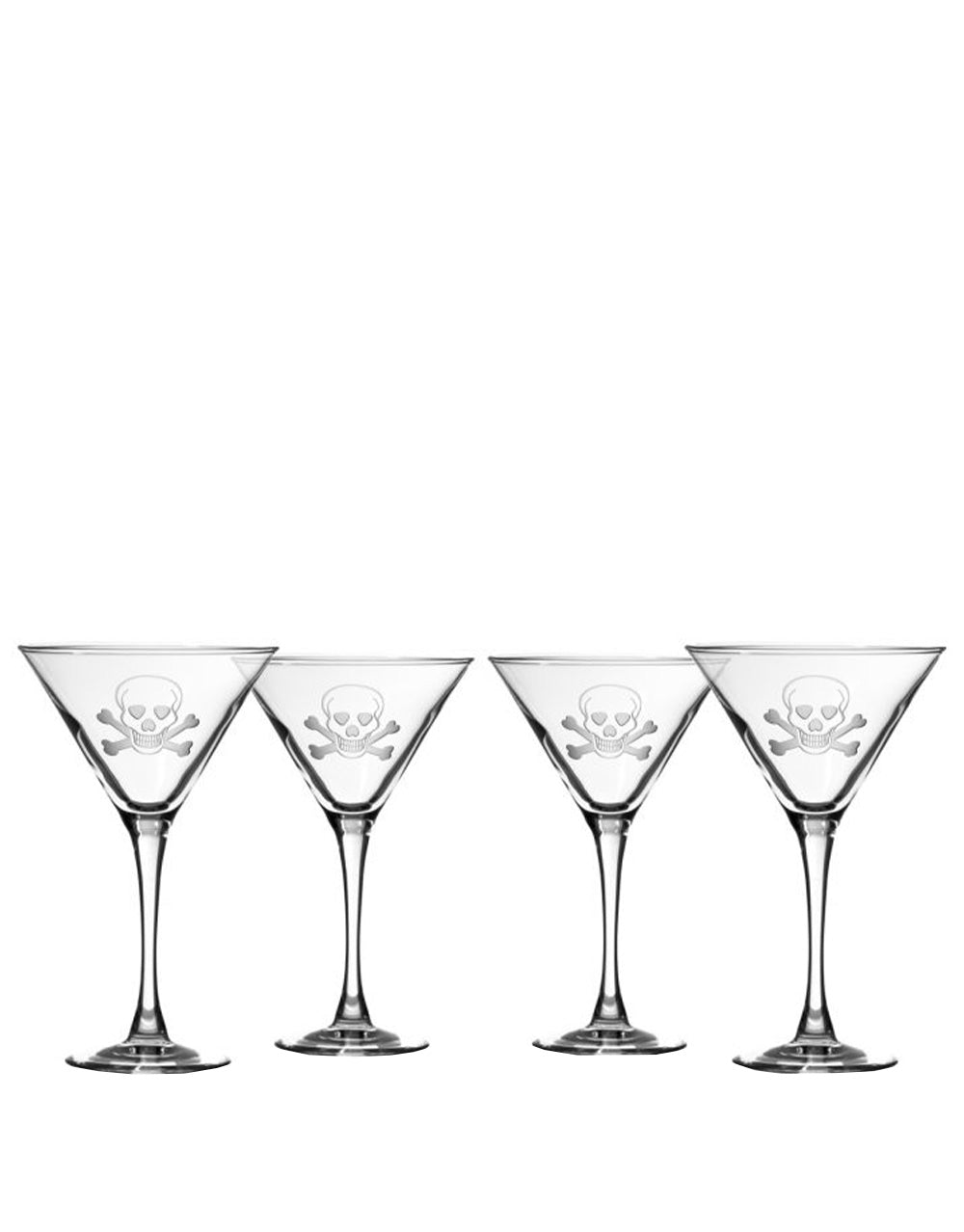 ROLF SKULL AND CROSS BONES MARTINI GLASS (SET OF 4)