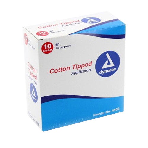 Cotton Tipped Wood Applicators, Non-Sterile, 6" - 1000/box