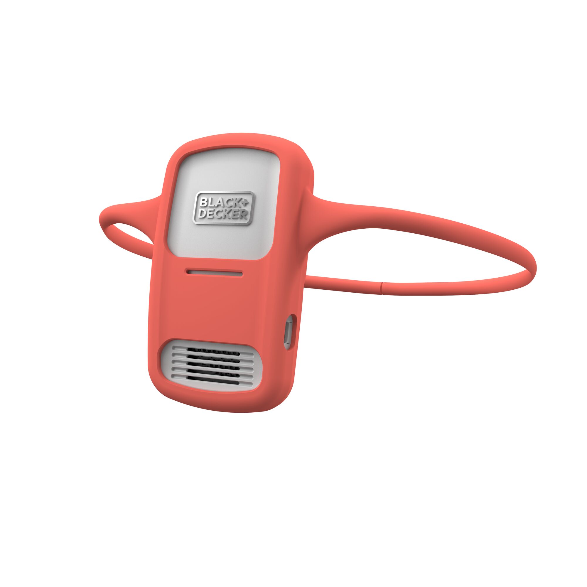3/4 view of comfortpak™ corldess wearable cooling + heating device in a tropicoral lanyard