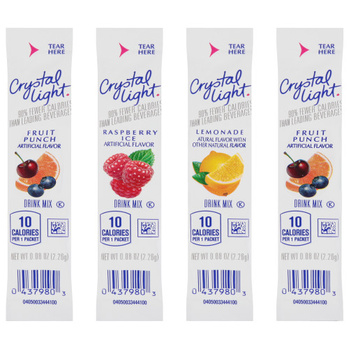  CRYSTAL LIGHT Sugar Free Variety Pack On-the-Go Mix, 30-0.15 oz Packets per Box (Pack of 4 Boxes) 