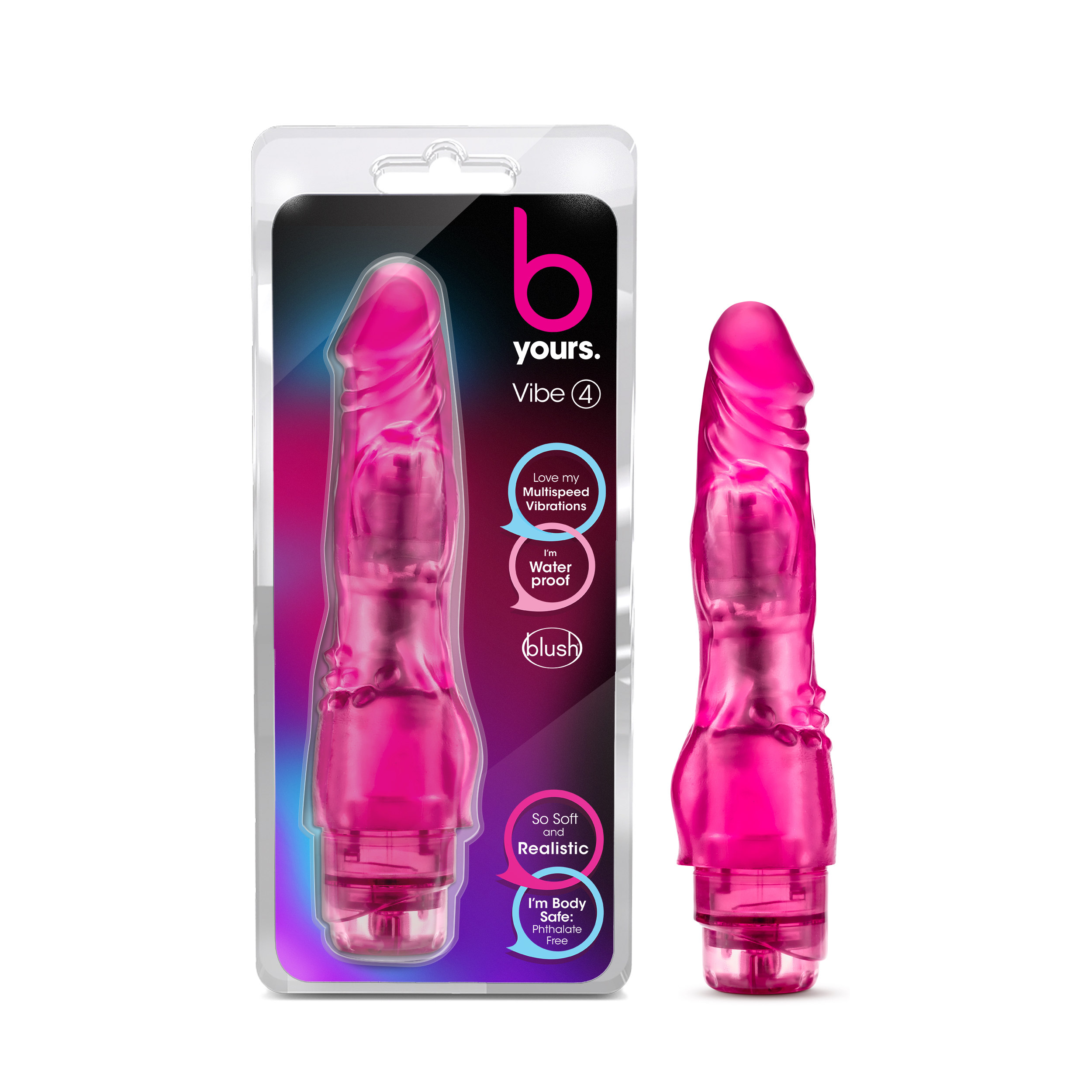 Blush B Yours Vibe #4 Realistic Pink 8-Inch Long Vibrating Dildo