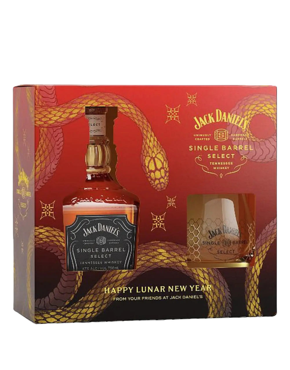 JACK DANIEL'S SINGLE BARREL SELECT TENNESSEE WHISKEY WITH GLASS, LUNAR NEW YEAR 2025