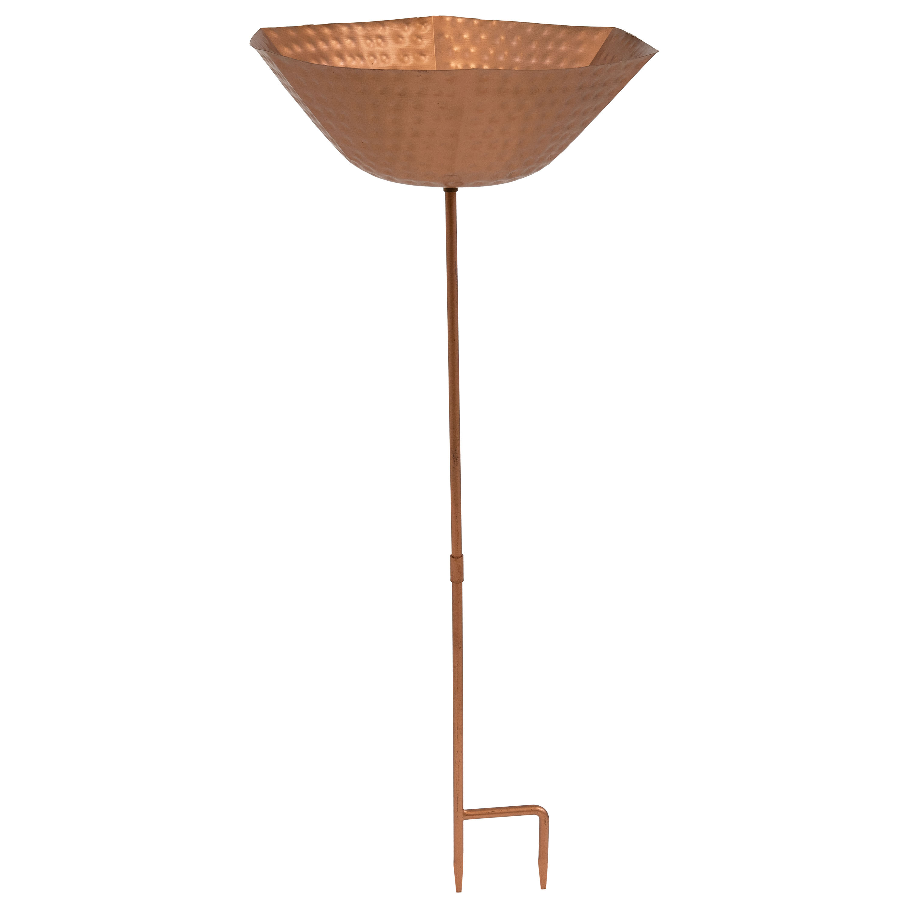 Hammered Iron Staked Bird Bath - Copper Finish