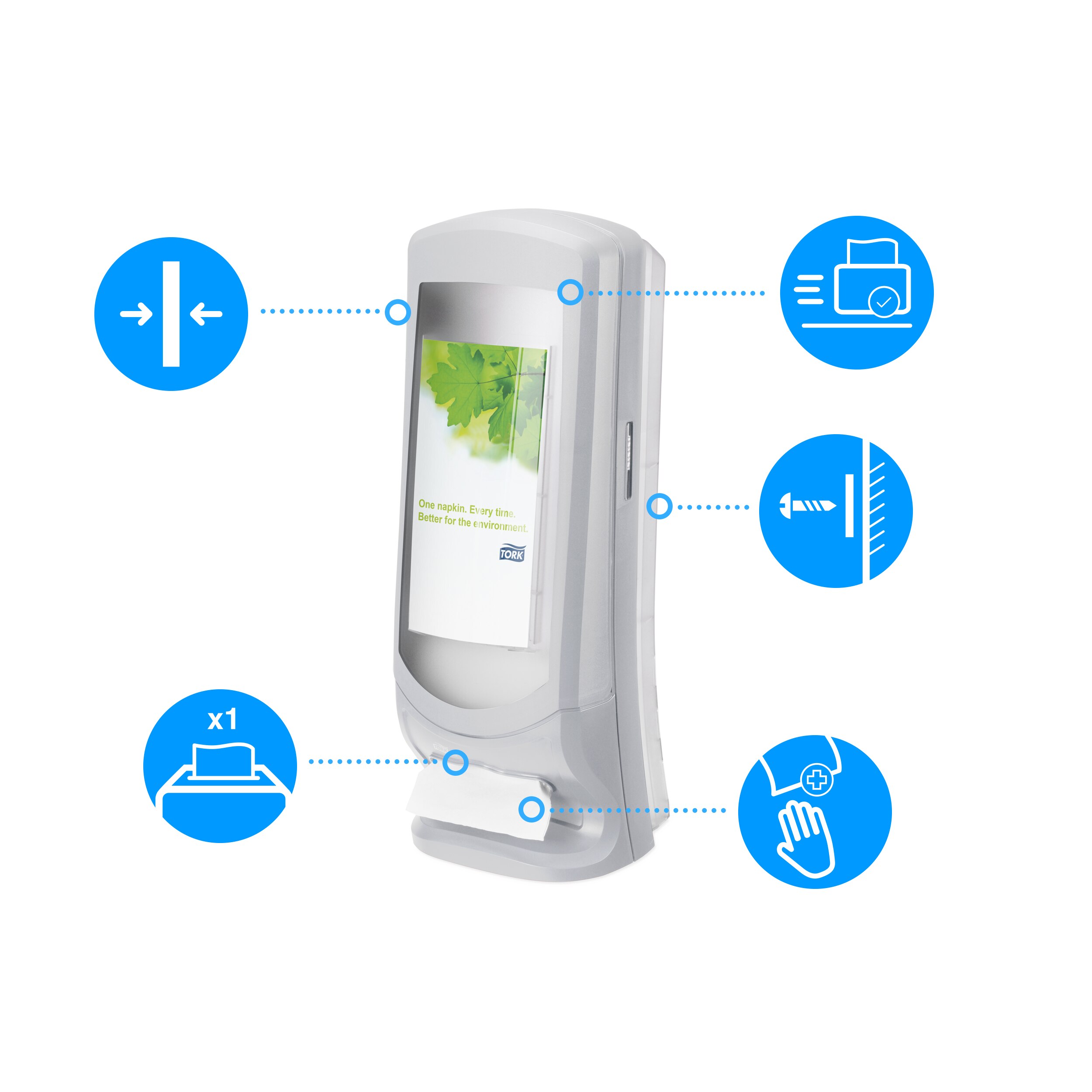 Servietdispenser, Bord og Væg, Lysegrå, Plast, Tork Xpressnap N4