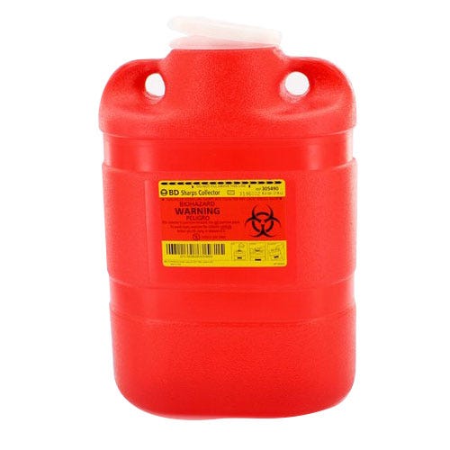 Sharps Collector, One-Piece, 8.2 Quart (Large), Red w/ Regular Funnel Entry