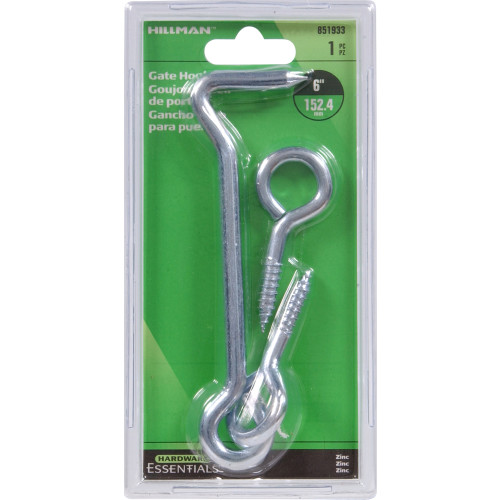 Hardware Essentials Hook and Eye Latch Zinc (6")