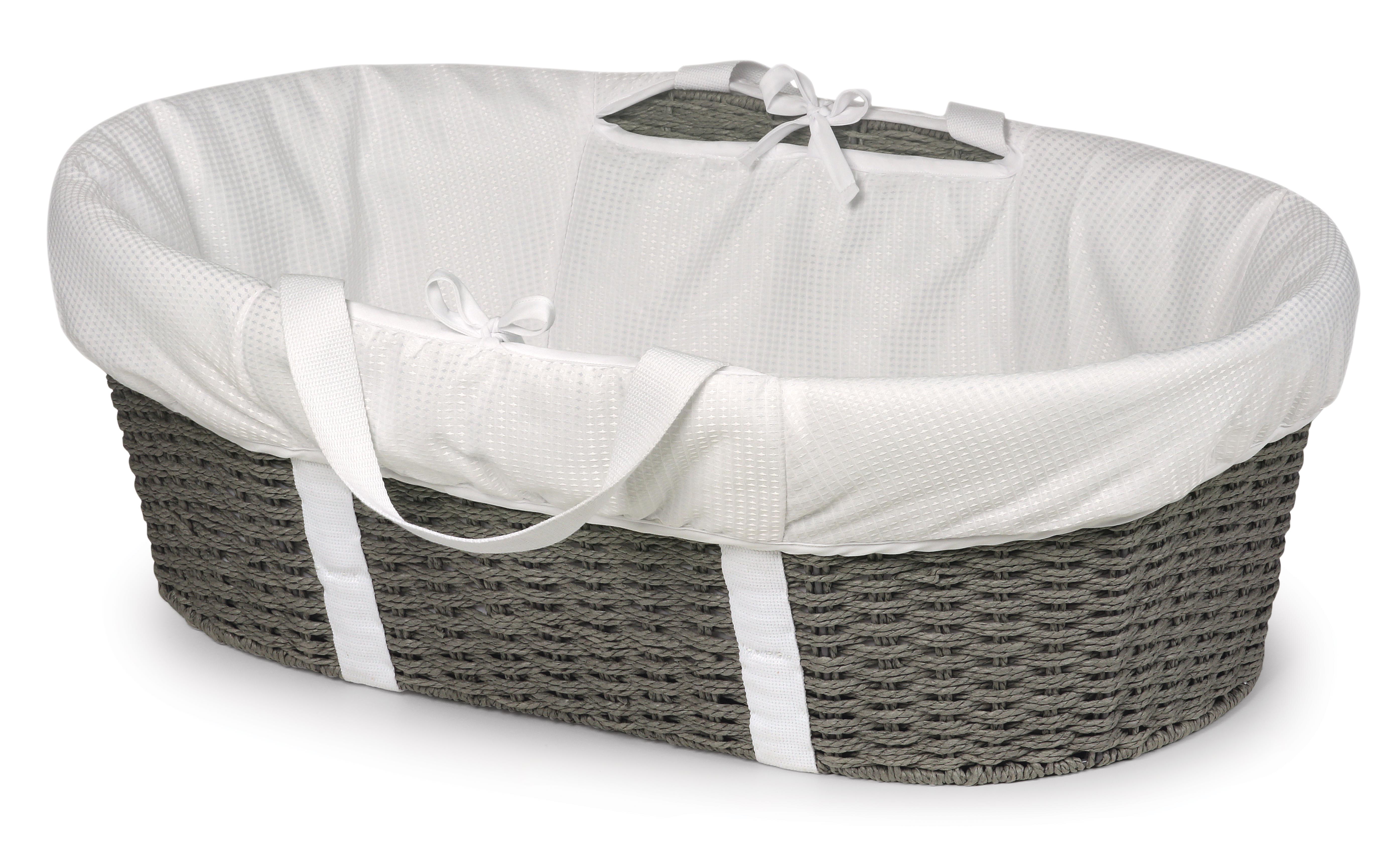Wicker-Look Woven Baby Moses Changing Basket - Gray/White