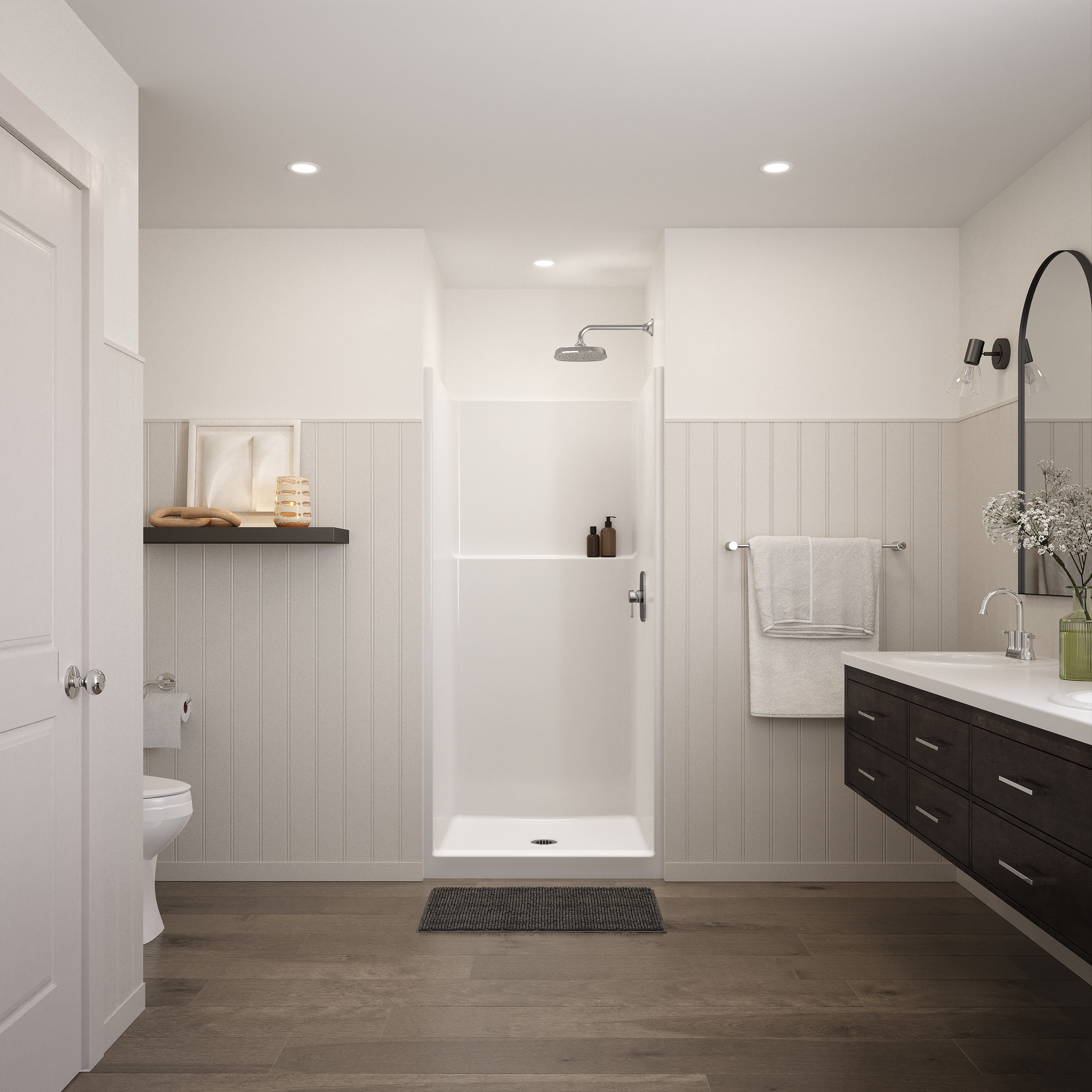 Icon SH3636 AcrylX™ Alcove Center Drain One-Piece Shower in White view 4