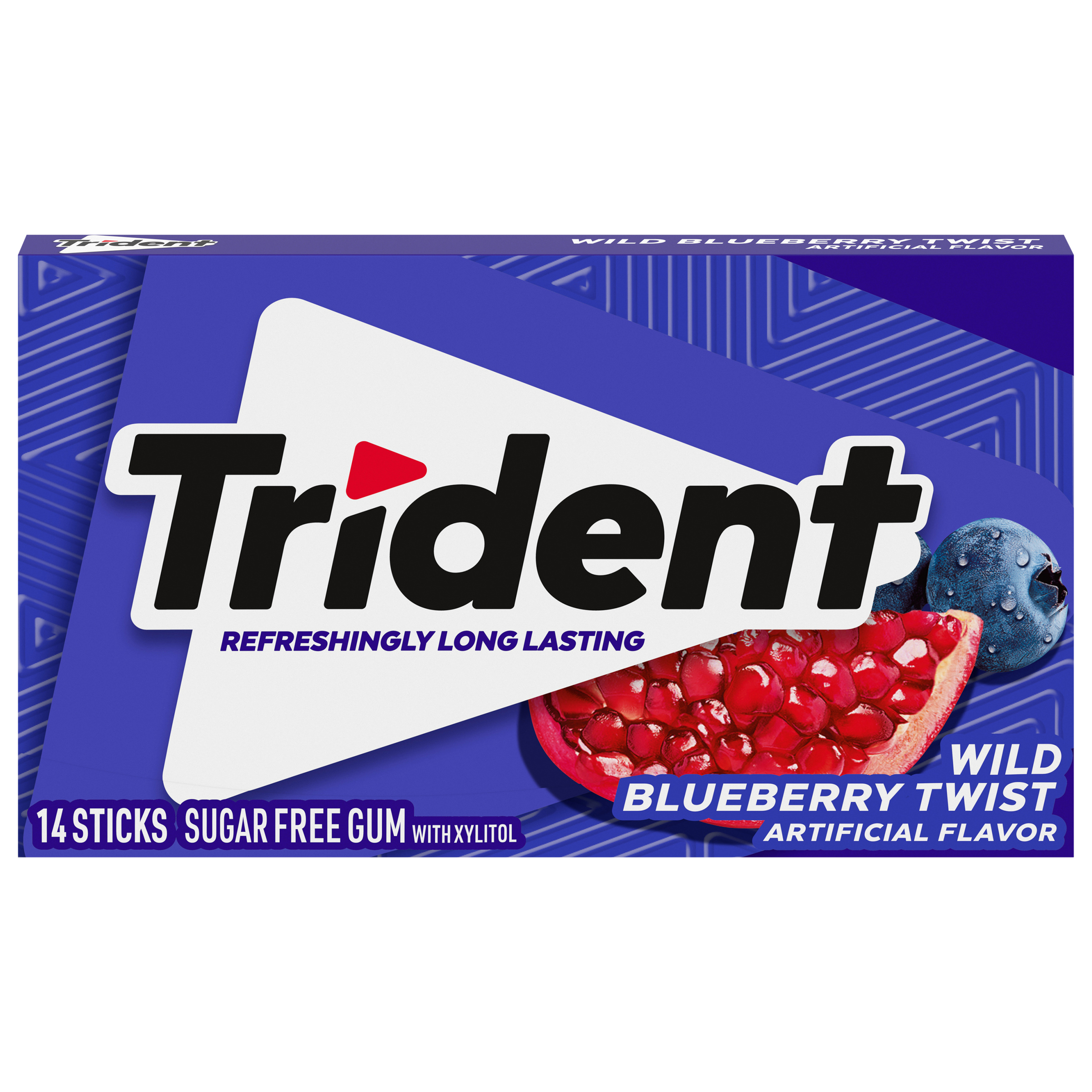 TRIDENT Wild Blueberry Twist Sugar Free Gum 14PC 12x12