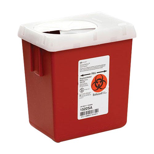 SharpSafety™ Sharps Container, 2.2 Quart, Phlebotomy, w/Rotor Opening Lid