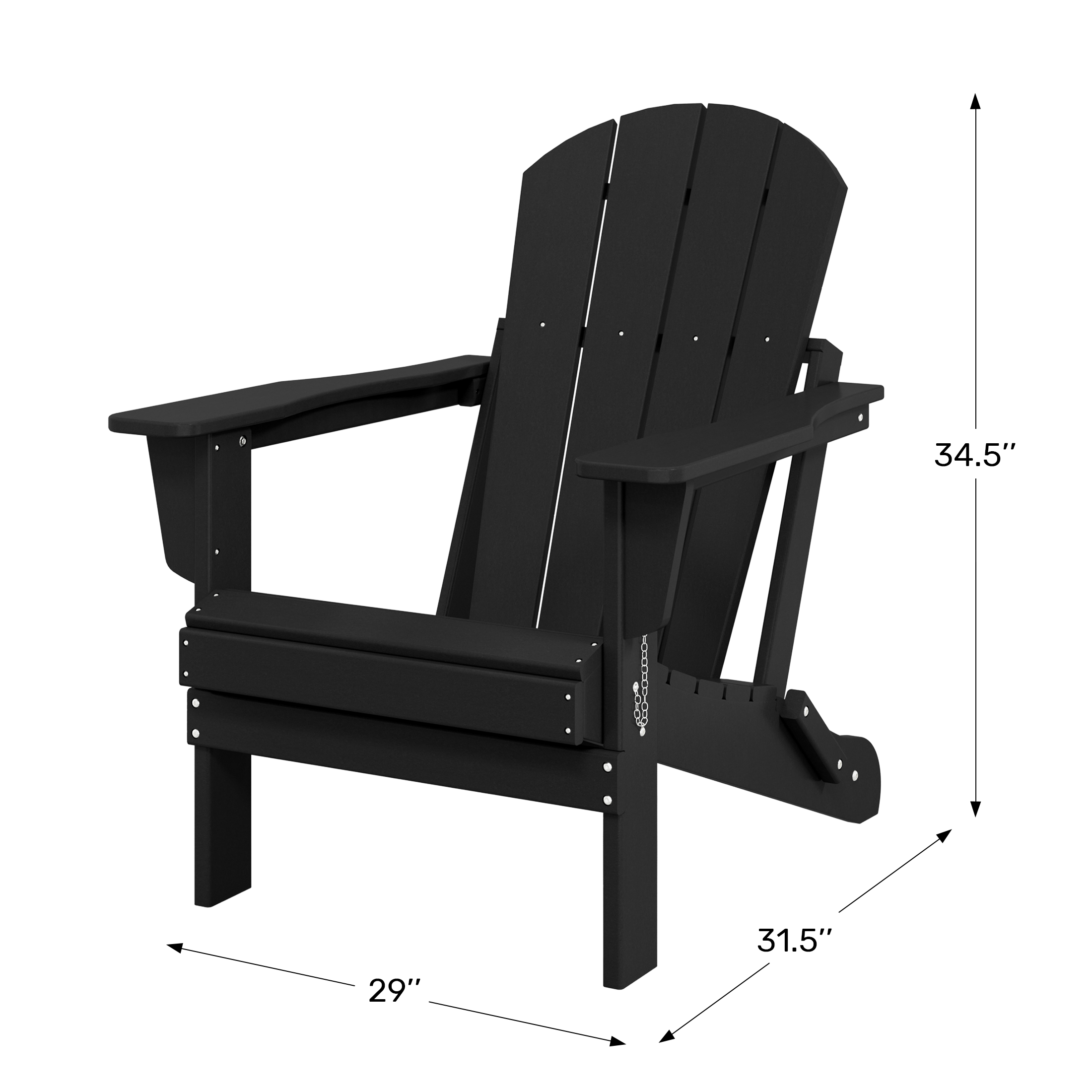 HDPE Outdoor Patio Folding Poly Adirondack ChairWWT Spec Image