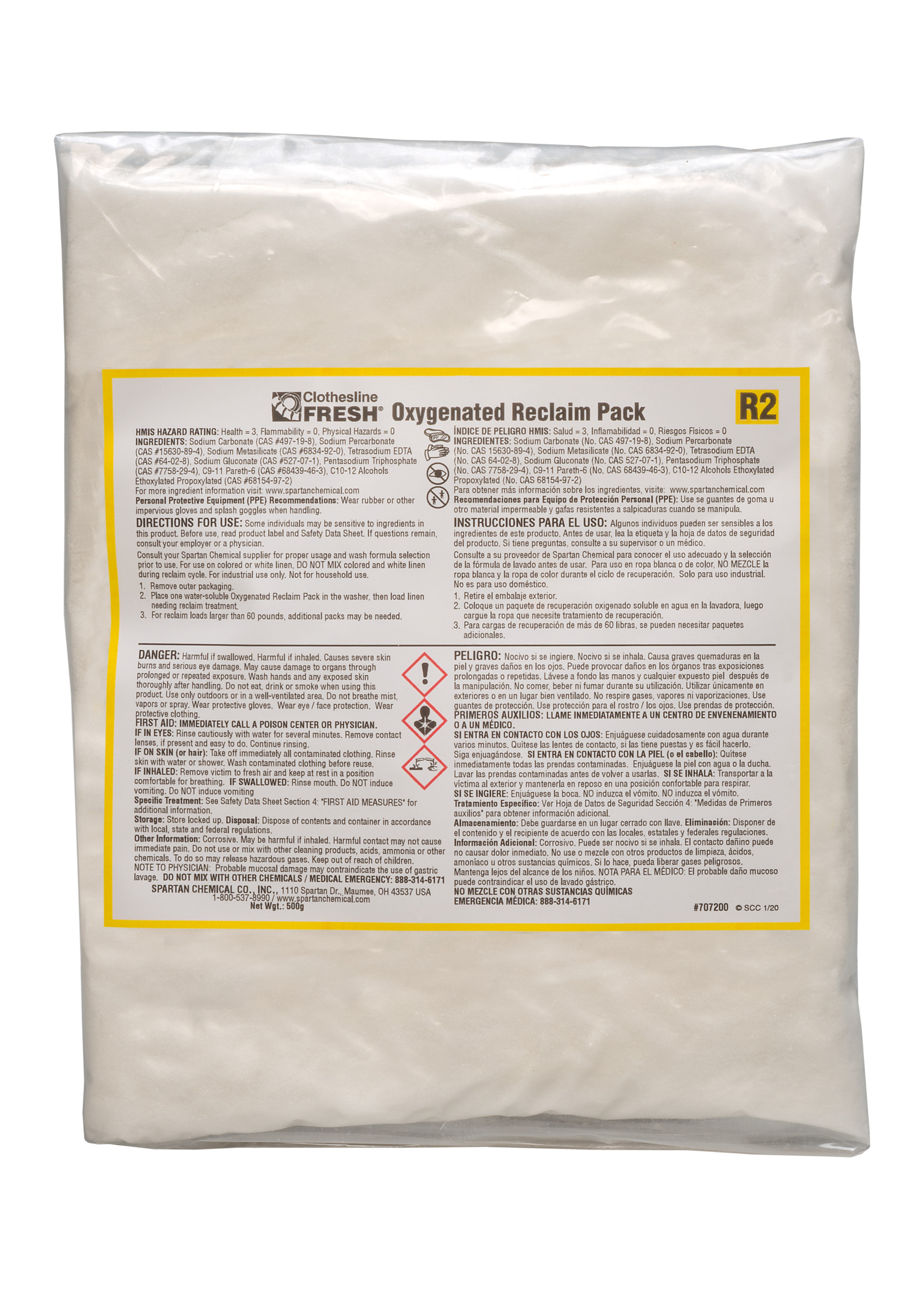 Spartan Chemical Company Clothesline Fresh Oxygenated Reclaim Pack R2, 10 ct. 500 gram