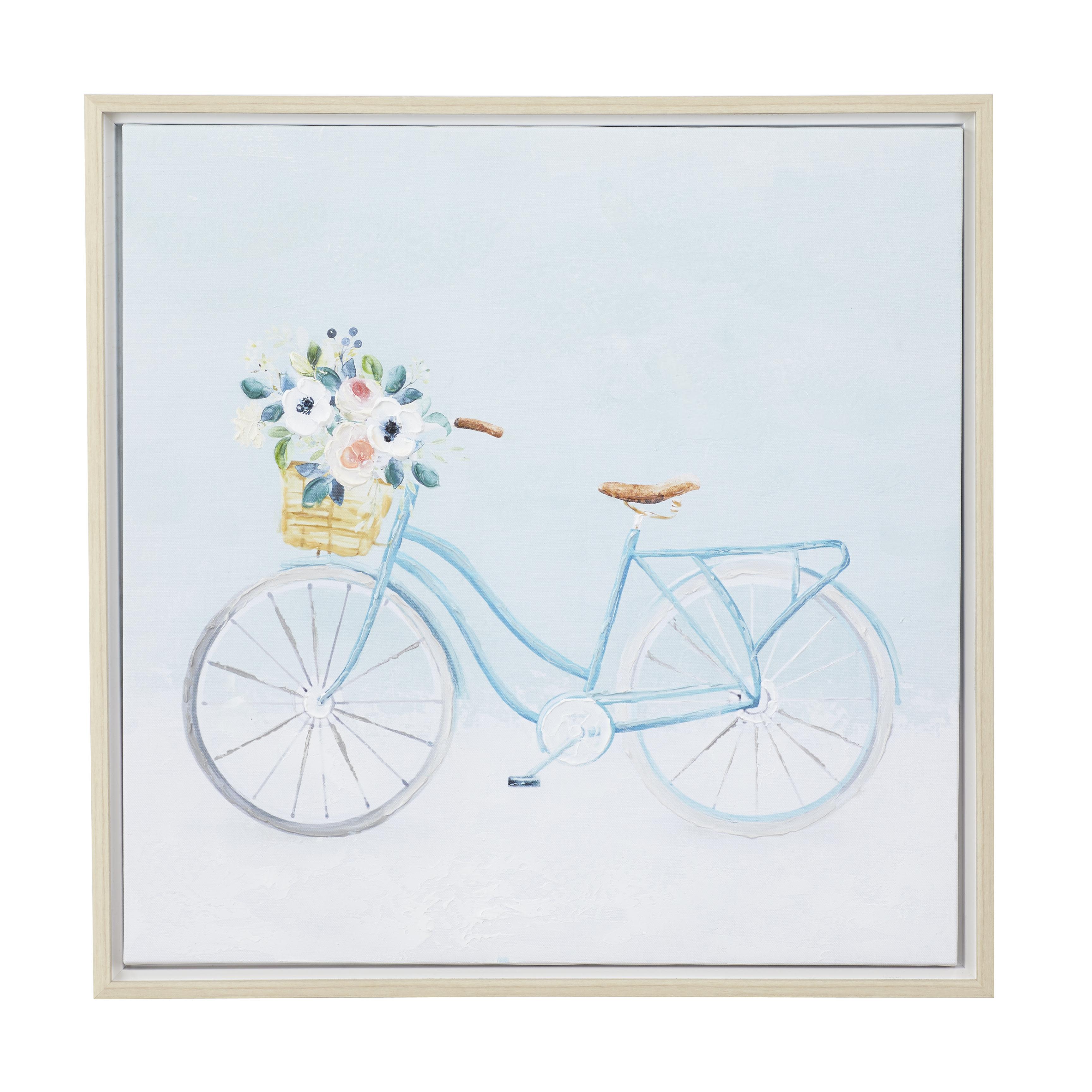 Multi Colored Canvas Bike Framed Wall Art with Tan Frame, 1" x 25" x 25"