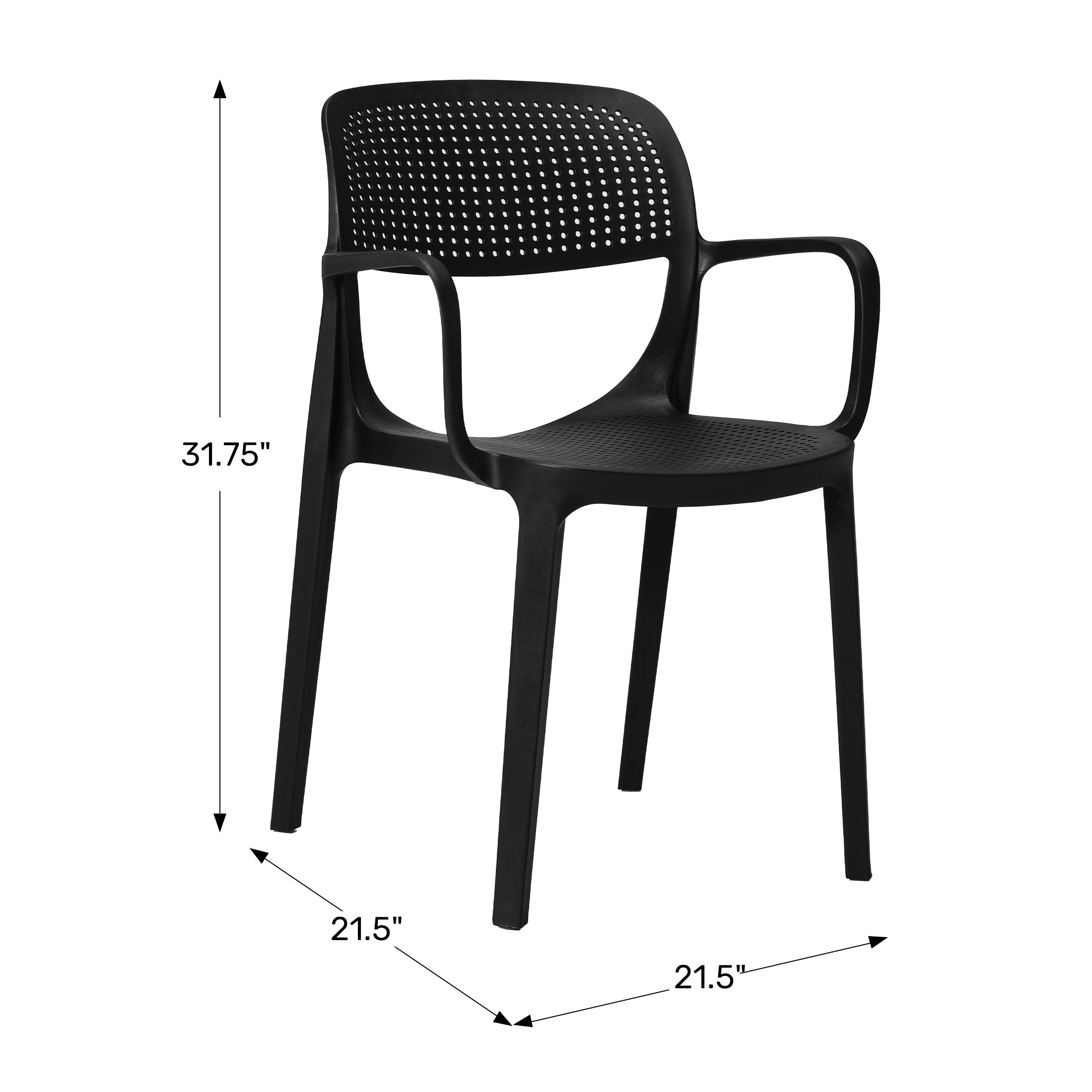 Outdoor Stackable Plastic Resin Patio Dining Armchair (Set of 2) WWT Spec Image