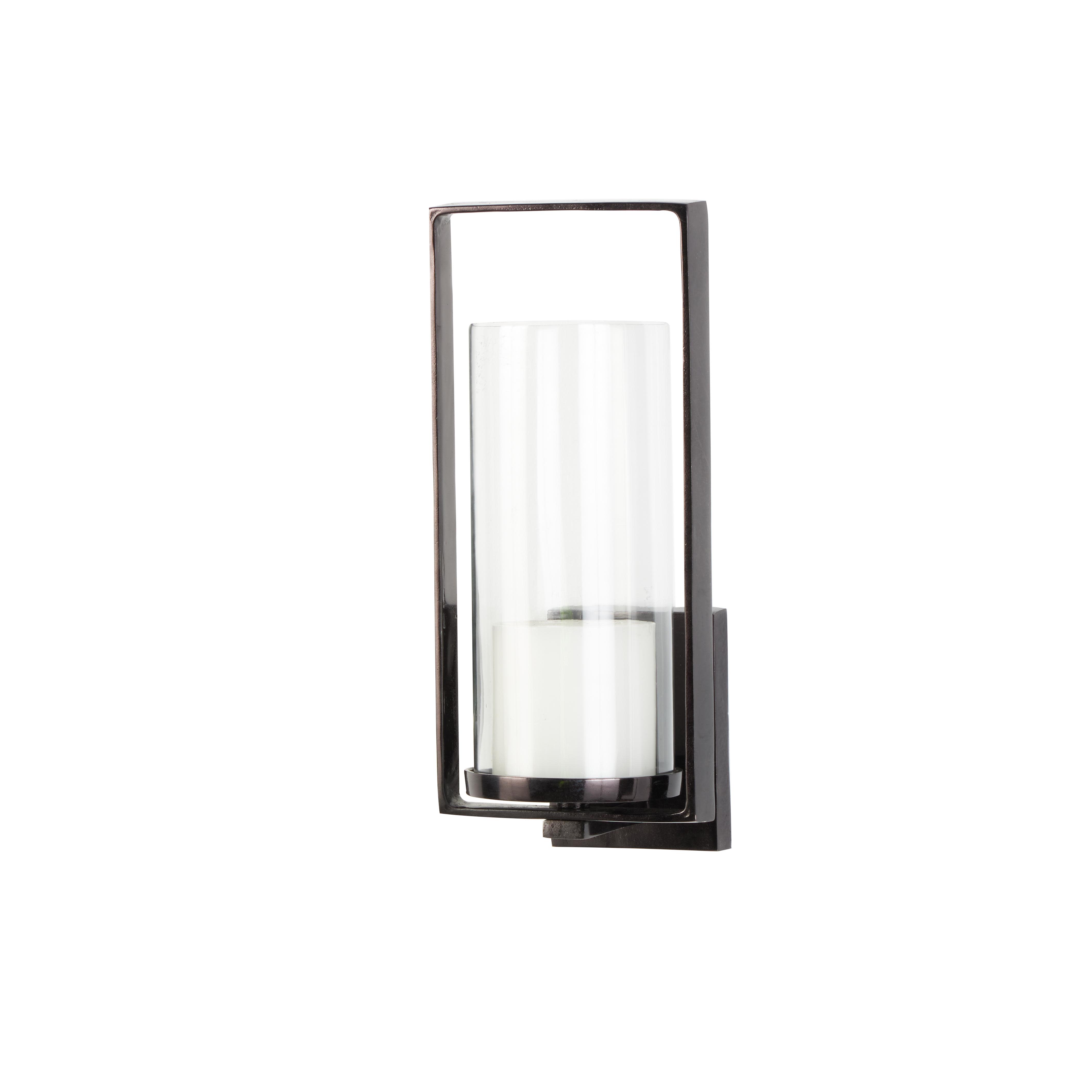 Black Metal Geometric Minimalistic Rectangular Indoor Outdoor Wall Sconce, 7" x 7" x 16"