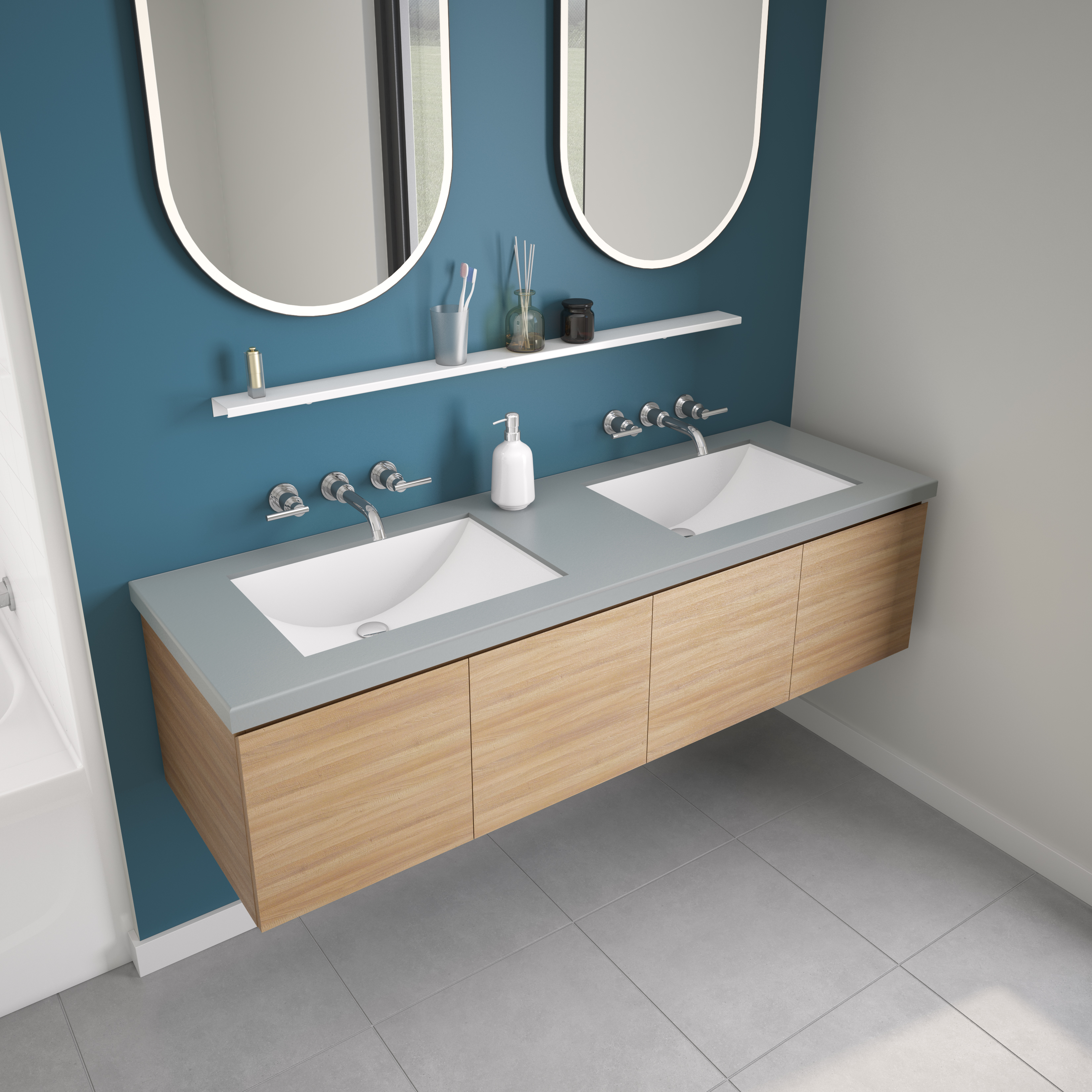 Odile 45 in. Long Shelf in White
