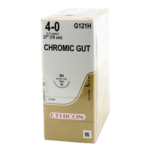 Chromic Gut Sutures, 4-0, SH, Taper Point, 27" - 36/Box